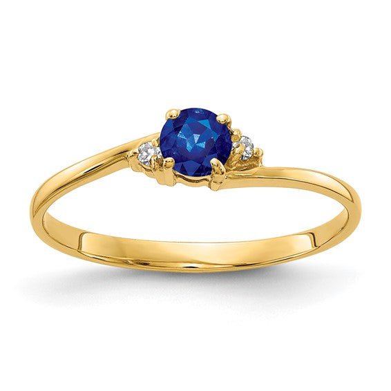 14kt Yellow Gold 4mm Sapphire AA Diamond ring