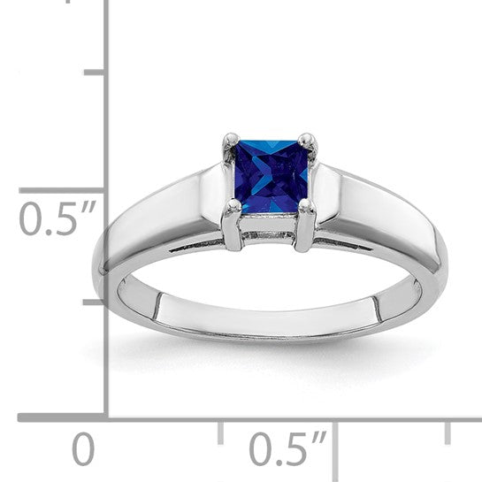14kt White Gold 4mm Princess Cut Sapphire ring