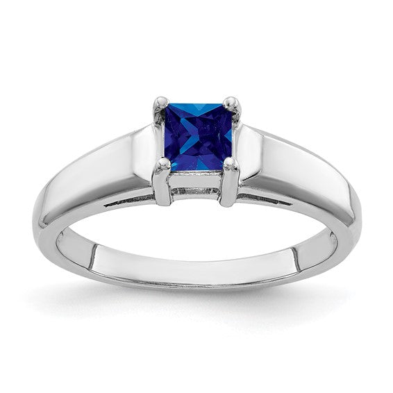 14kt White Gold 4mm Princess Cut Sapphire ring