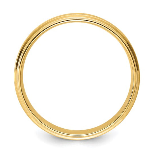 14kt Yellow Gold 6mm Standard Weight Comfort Fit Brushed Satin/Polished Stepped Edge Wedding Band Size 9