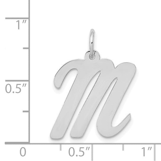 14kt White Gold Large Script Letter M Initial Charm