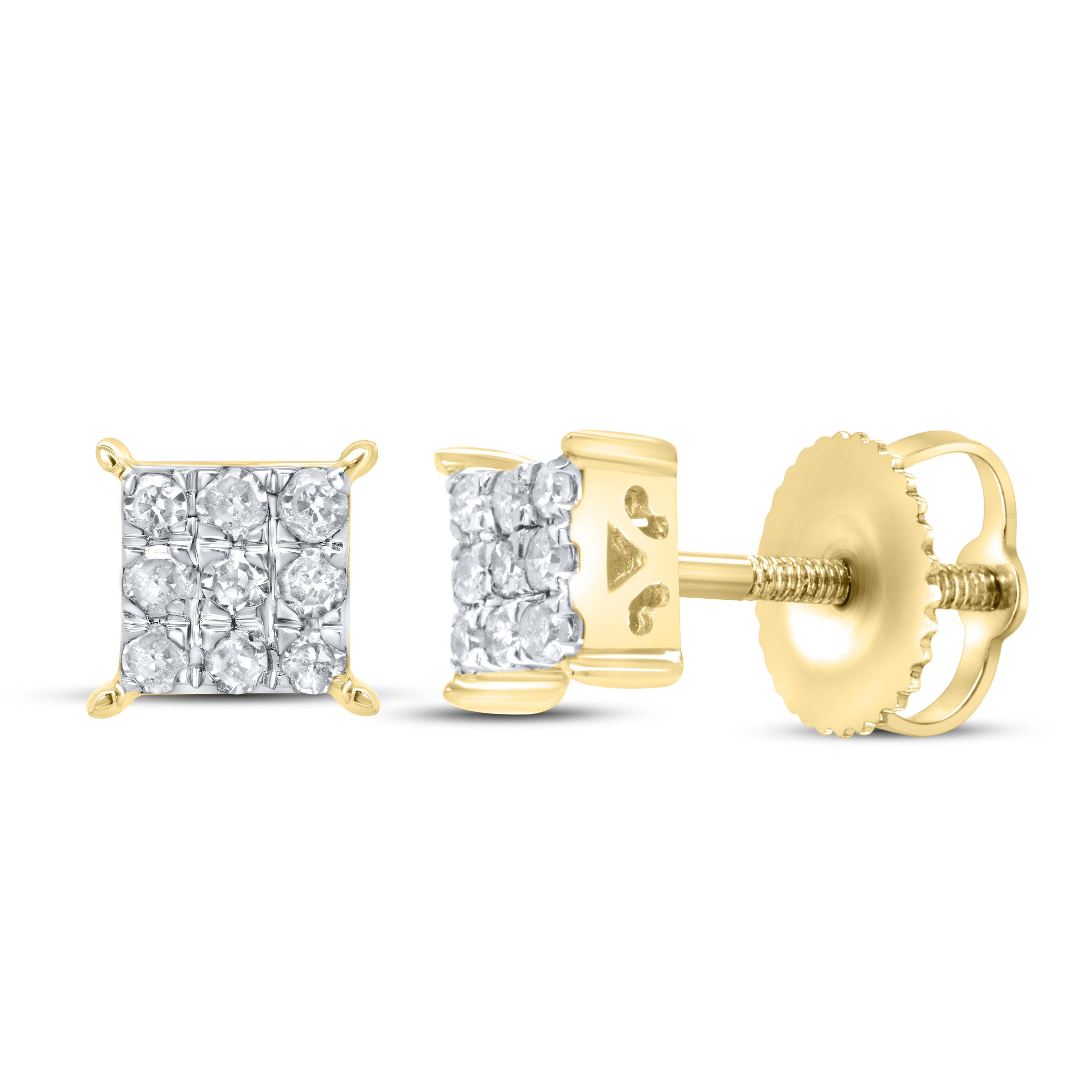 10K Yellow Gold 0.15 CTW Diamond Earrings Studs