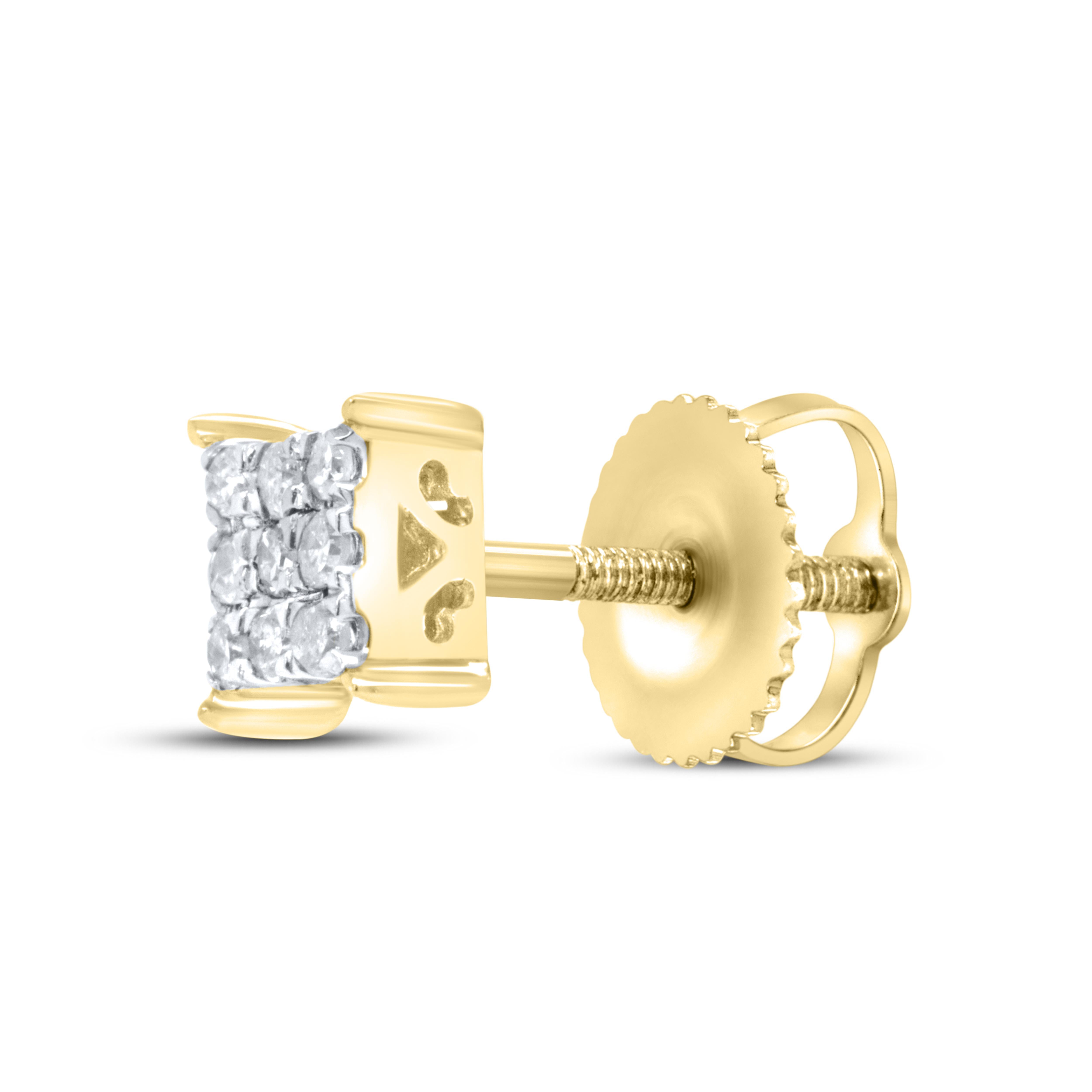10K Yellow Gold 0.15 CTW Diamond Earrings Studs
