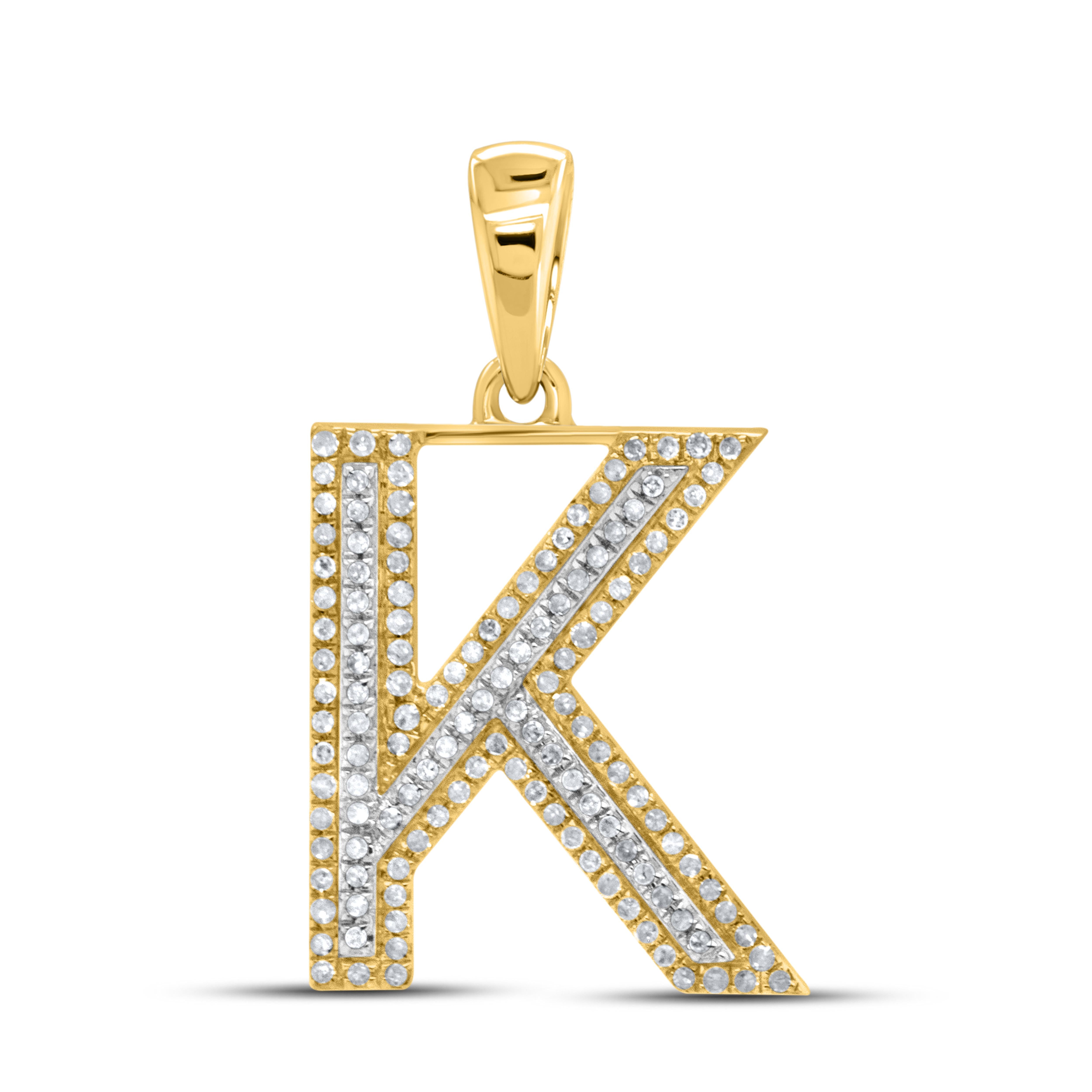 10kt yellow gold 0.36 CTW Diamond Initial K Charm