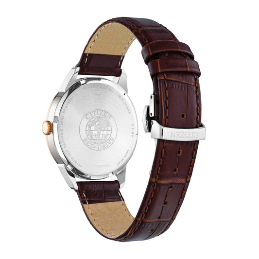 Men's Citizen Eco-Drive Brown Leather Strap Watch | 40mm | AW0096-06L