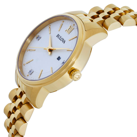Bulova WOMENS gold and diamond Quartz Watch