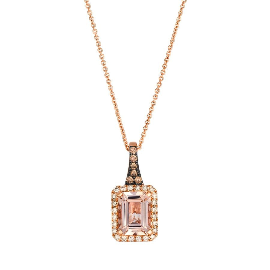 Le Vian 14K Strawberry Gold® Pendant | Peach Morganite™ 1 1/6 cts. | Chocolate diamonds® 1/20 cts., Nude diamonds™ 1/8 cts.