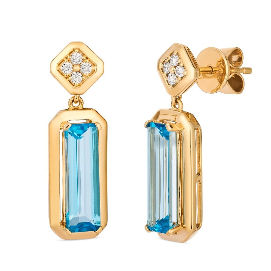 Le Vian 14K Honey Gold™ Earrings | Ocean Blue Topaz™ 3 1/8 cts. | Vanilla diamonds® 1/10 cts.