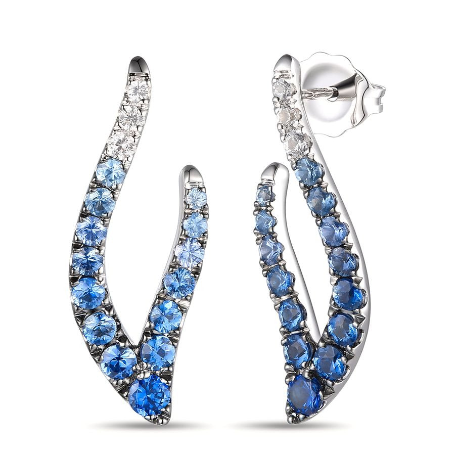Le Vian 14K Vanilla Gold® Earrings | Denim Ombré® Sapphire 1 cts., Vanilla Sapphire™ 1/8 cts.