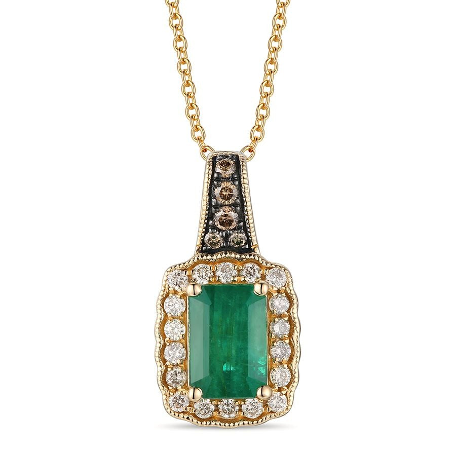 Le Vian 14K Honey Gold™ Pendant | Costa Smeralda Emeralds™ 3/4 cts. | Chocolate diamonds® 1/20 cts., Nude diamonds™ 1/6 cts.