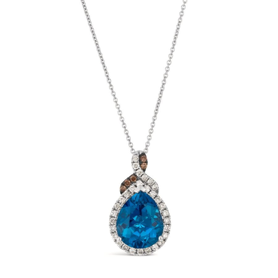 Le Vian 14K Vanilla Gold® Pendant | Deep Sea Blue Topaz™ 3 cts. | Nude diamonds™ 1/4 cts., Chocolate diamonds® 1/20 cts.