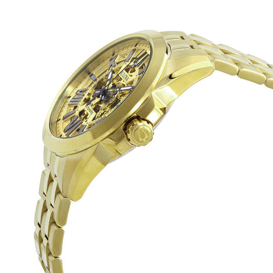 Men's Bulova Sutton Automatic Gold-Tone Watch with Gold-Tone Skeleton Dial (Model: 97A162)