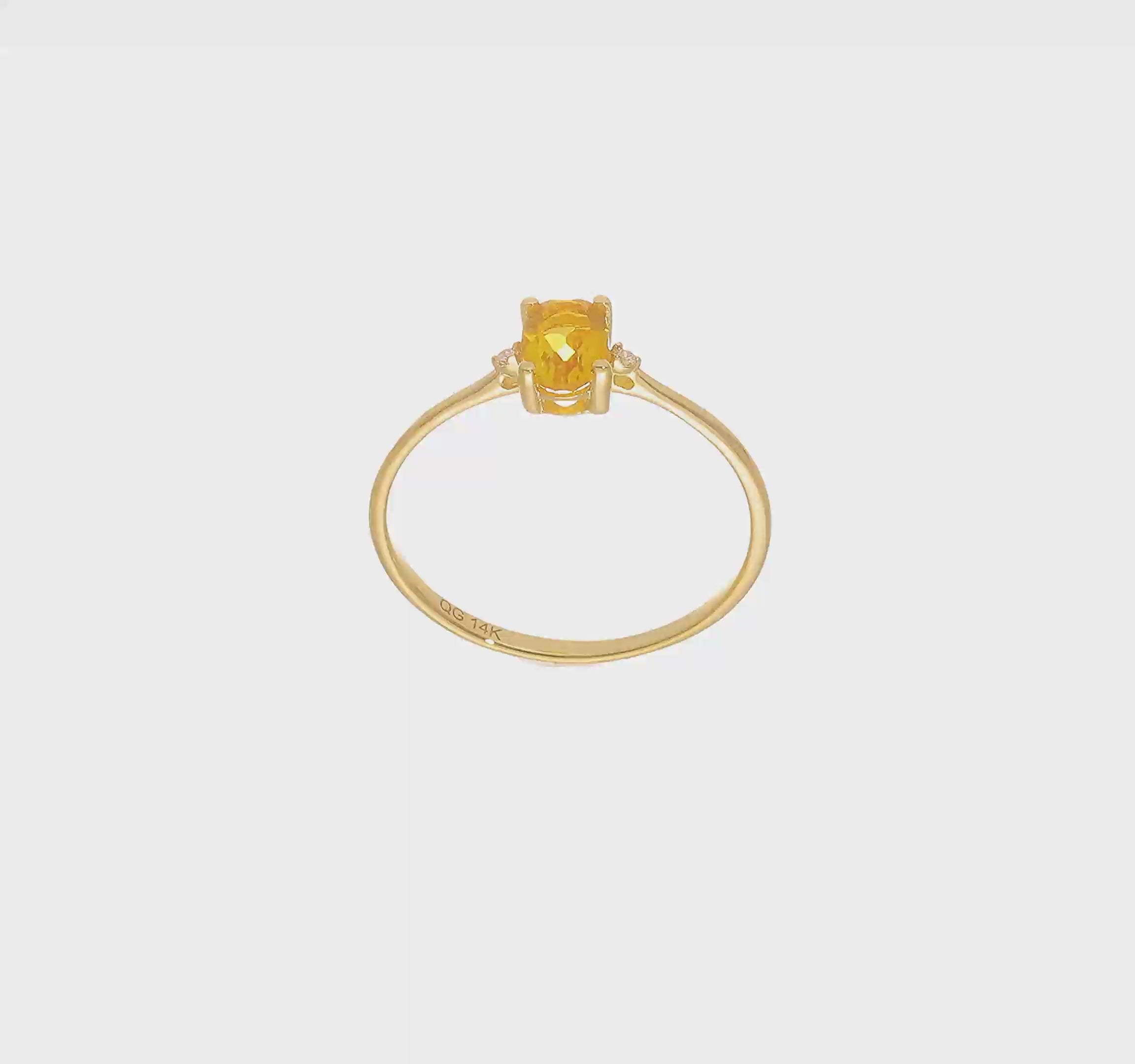14kt Yellow Gold Diamond & Citrine Birthstone Ring