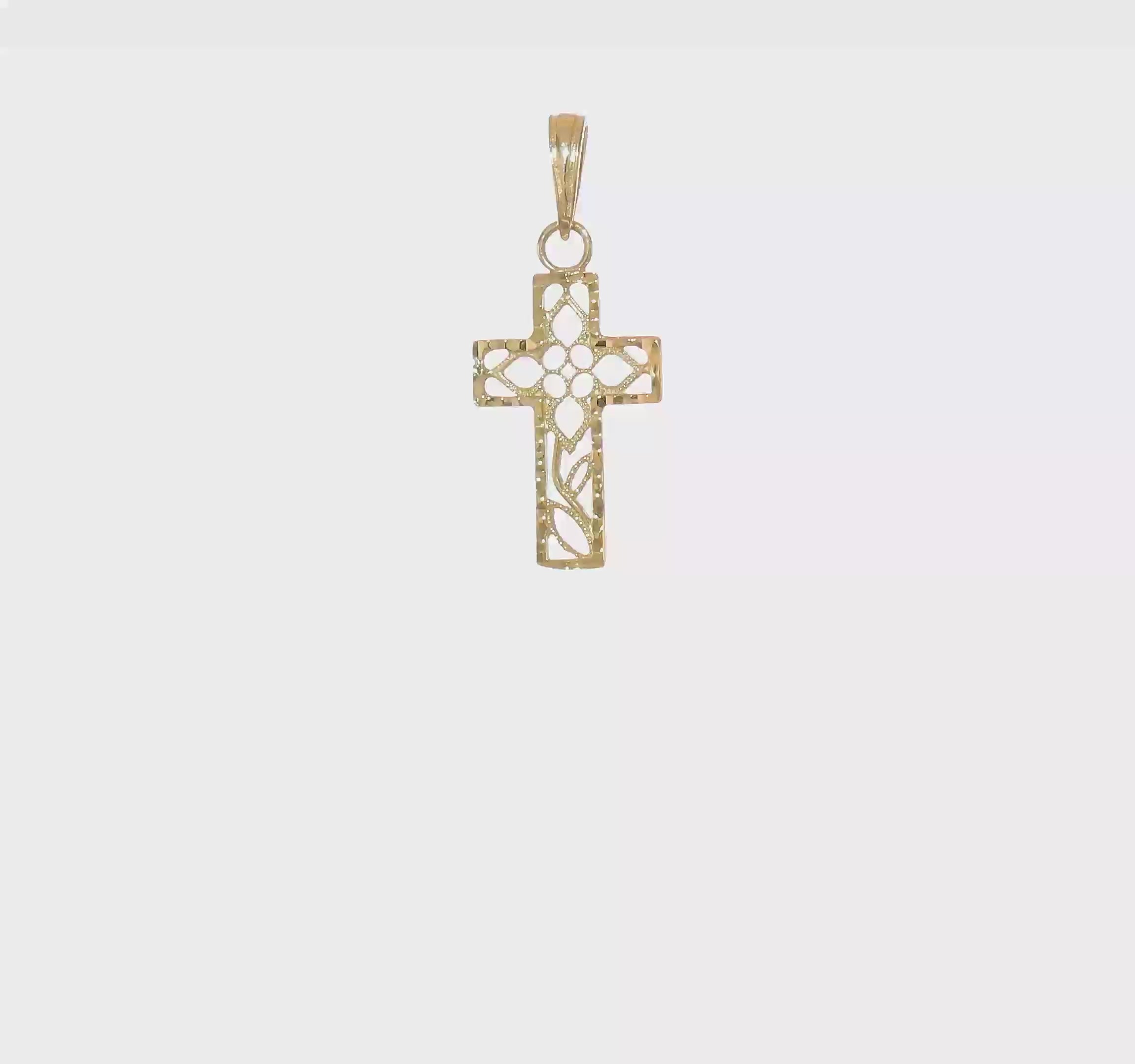 10kt Yellow Gold Diamond-cut Filigree Cross Pendant