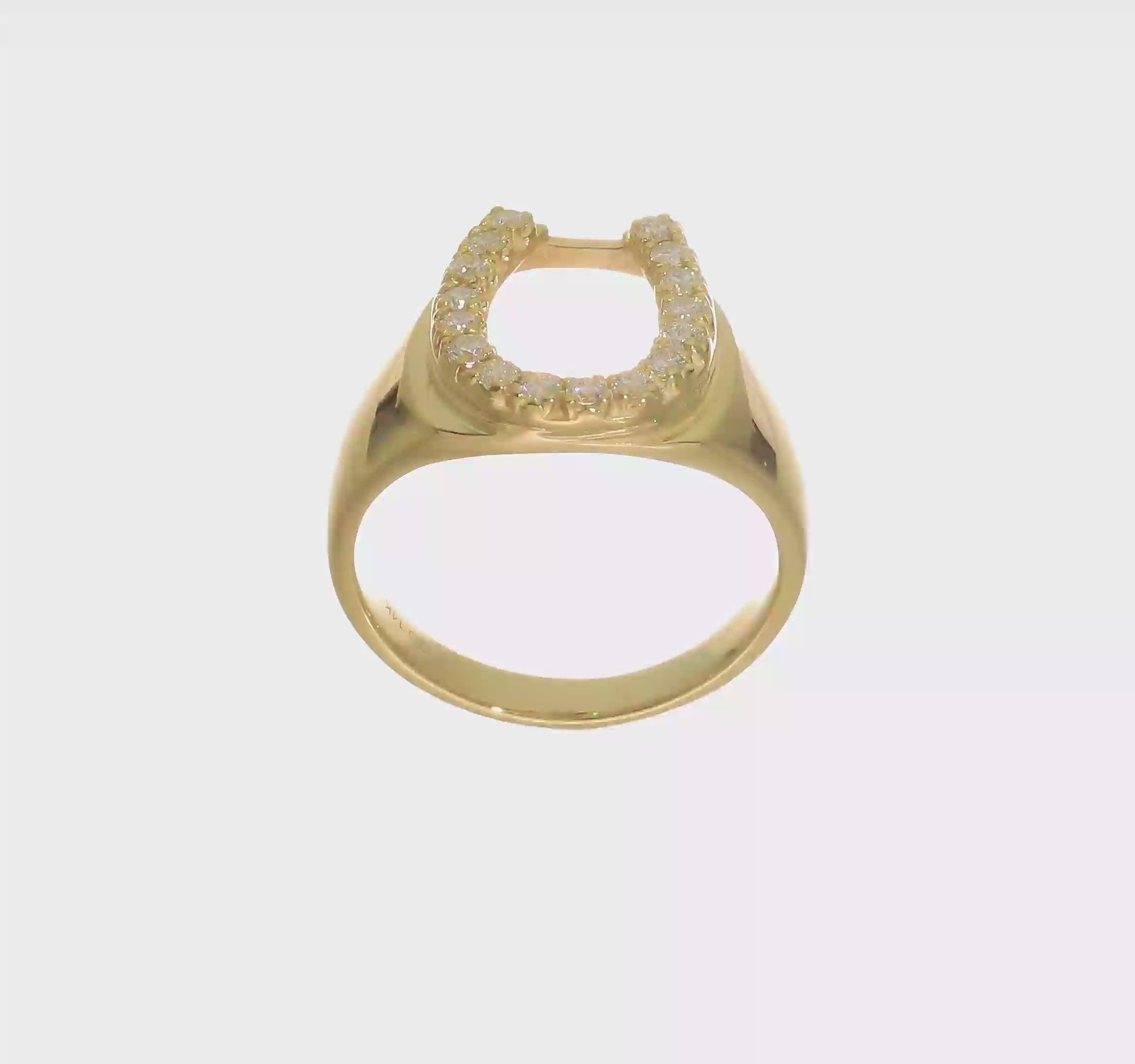 14kt Yellow Gold AA Diamond Men's Horse shoe Ring
