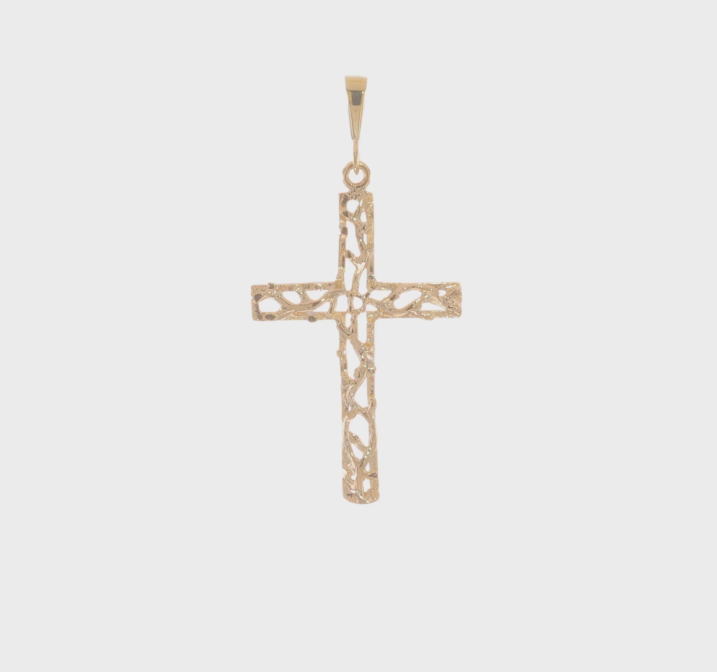 10kt Yellow Gold Satin Polished Antiqued Cross Pendant