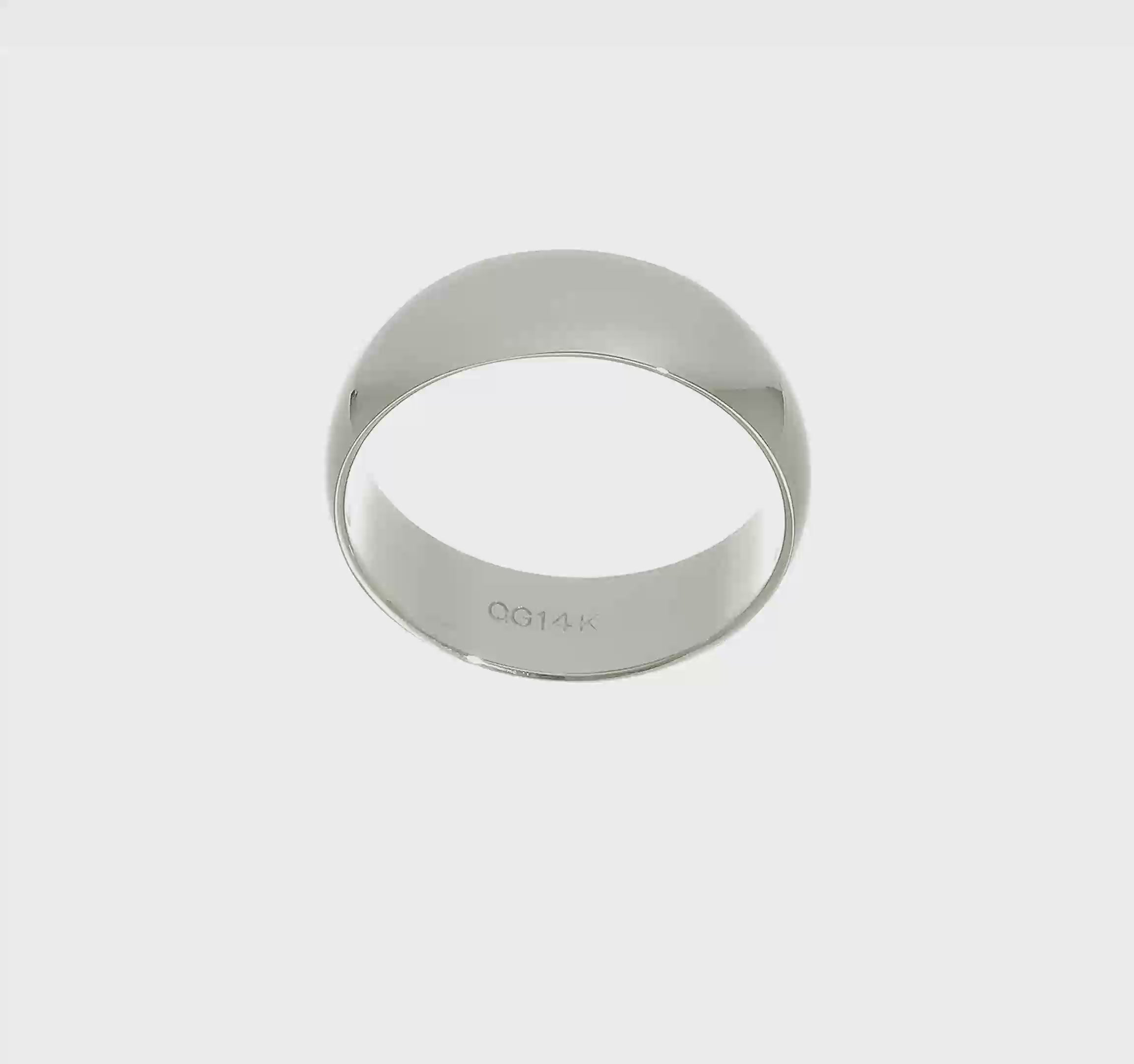 14kt White Gold 7mm Half-Round Wedding Band Size 10