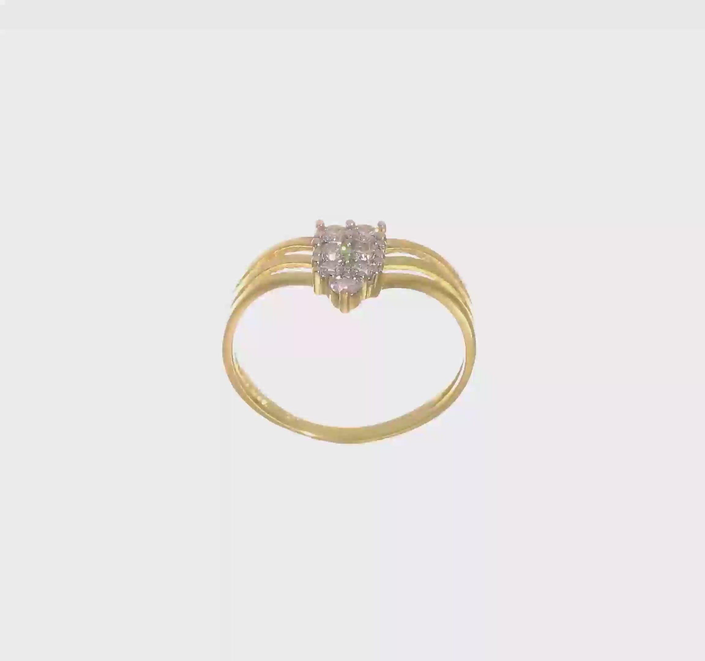 10KT Yellow Gold CZ 3-Line Ring