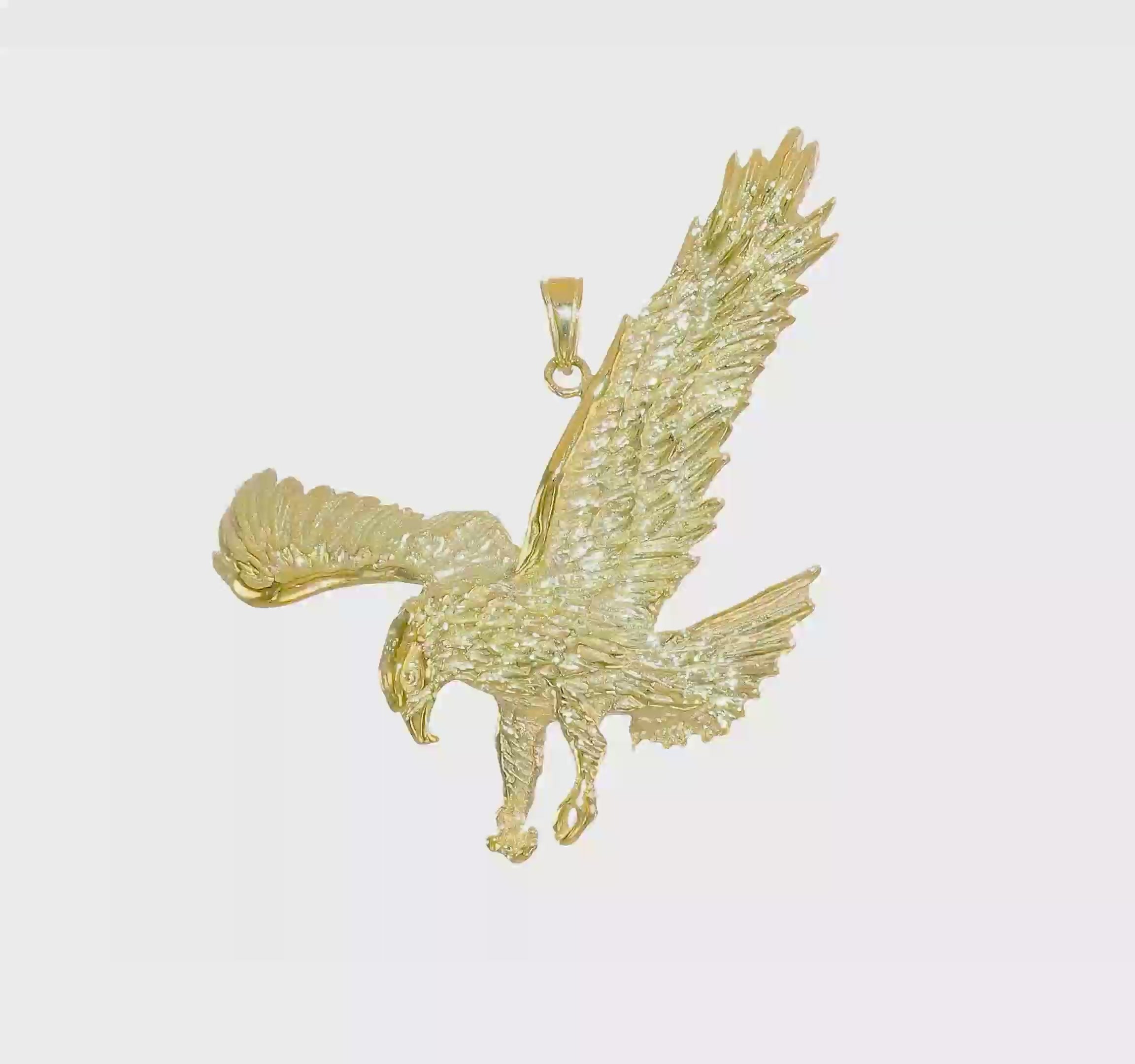 10kt Yellow Gold Solid Polished Eagle Pendant