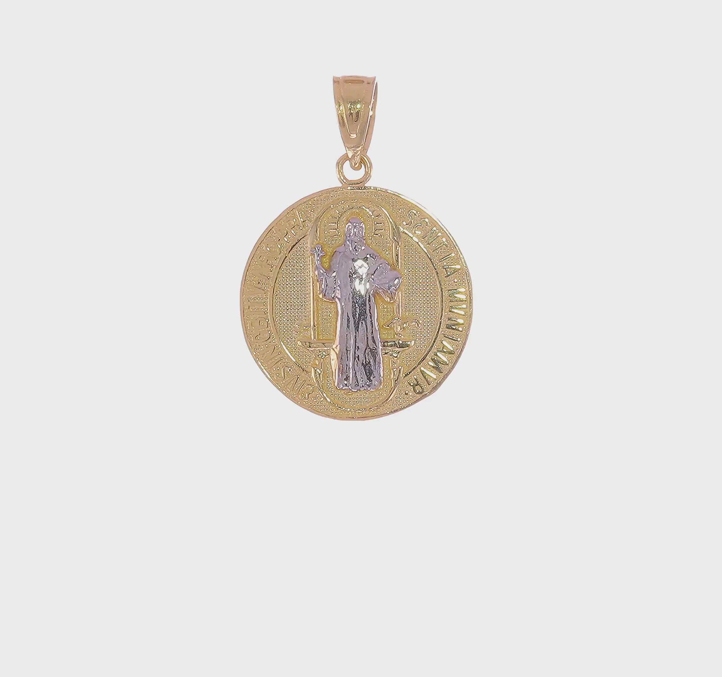 10KT Yellow Gold W/Rhodium San Benito Medal Pendant