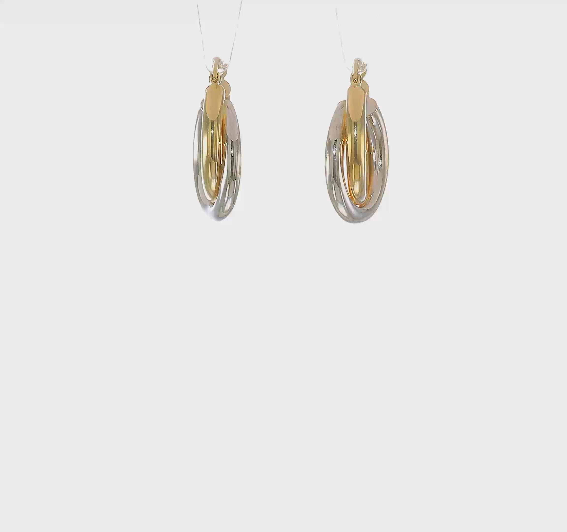 10kt Two-tone Polished Double Tube Hoop Earrings