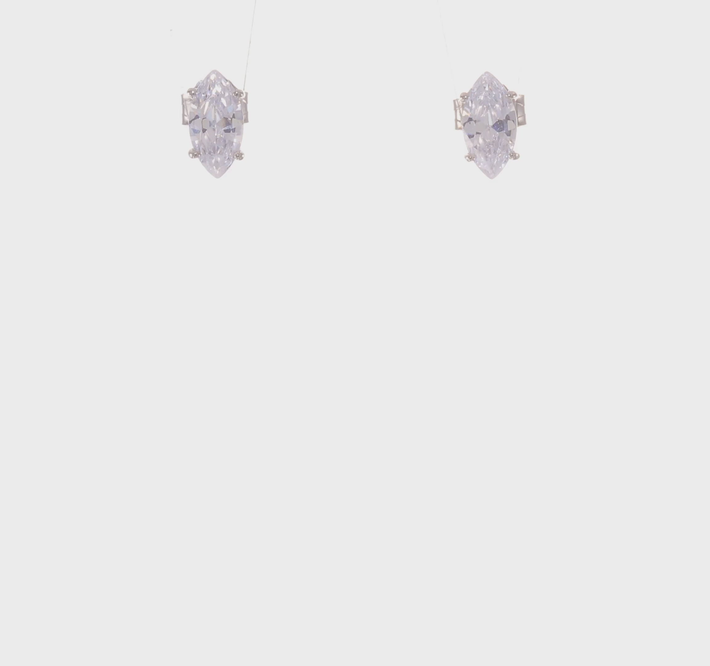 14kt White Gold 8x4mm Marquise Cubic Zirconia earring