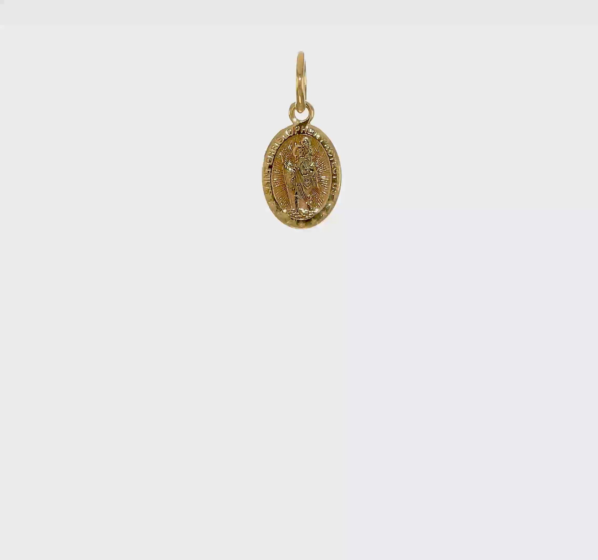 10kt Yellow Gold Solid Satin Polished St. Christopher Pendant