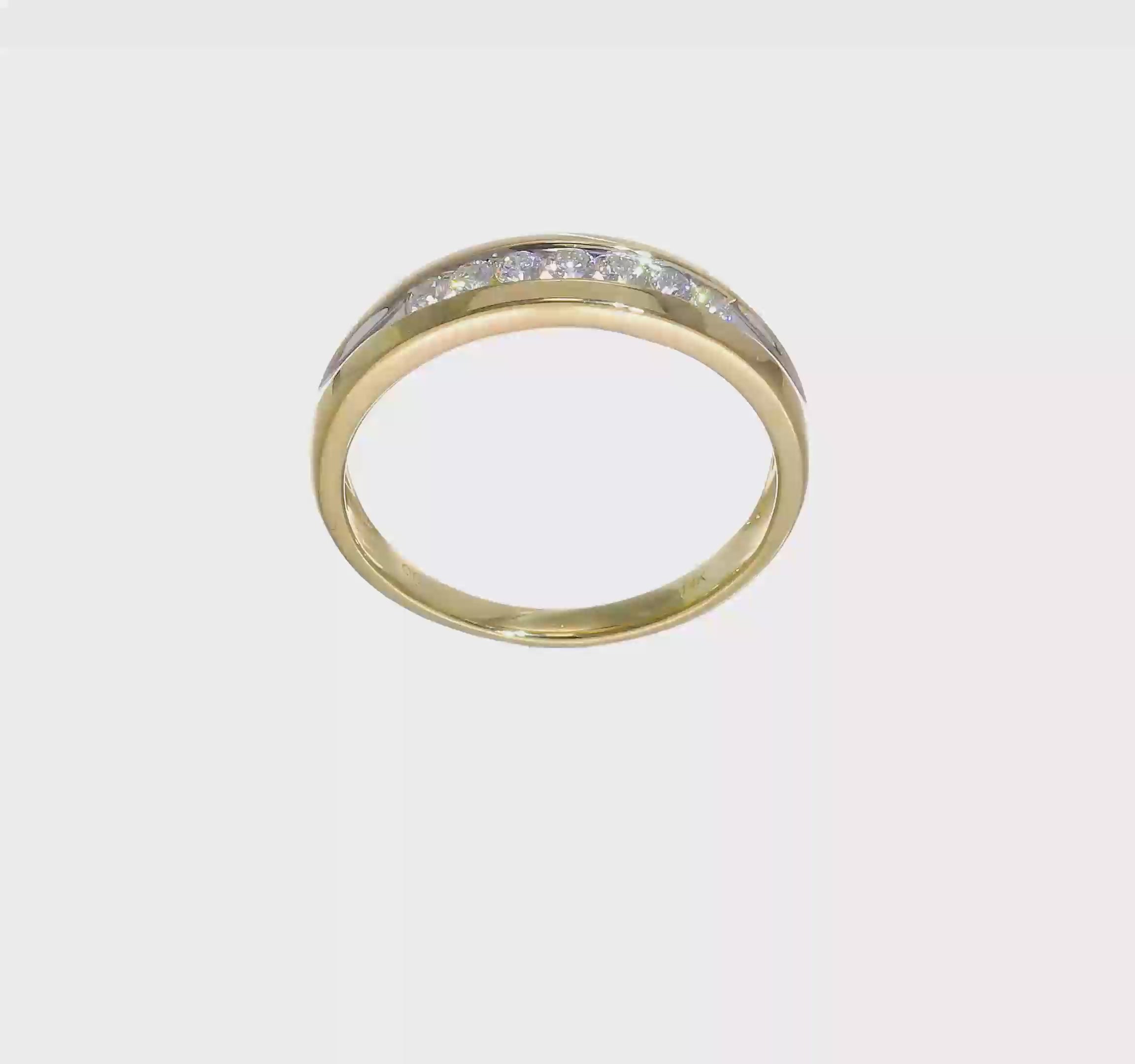 14kt Yellow Gold w/Rhodium Diamond Mens Channel Ring