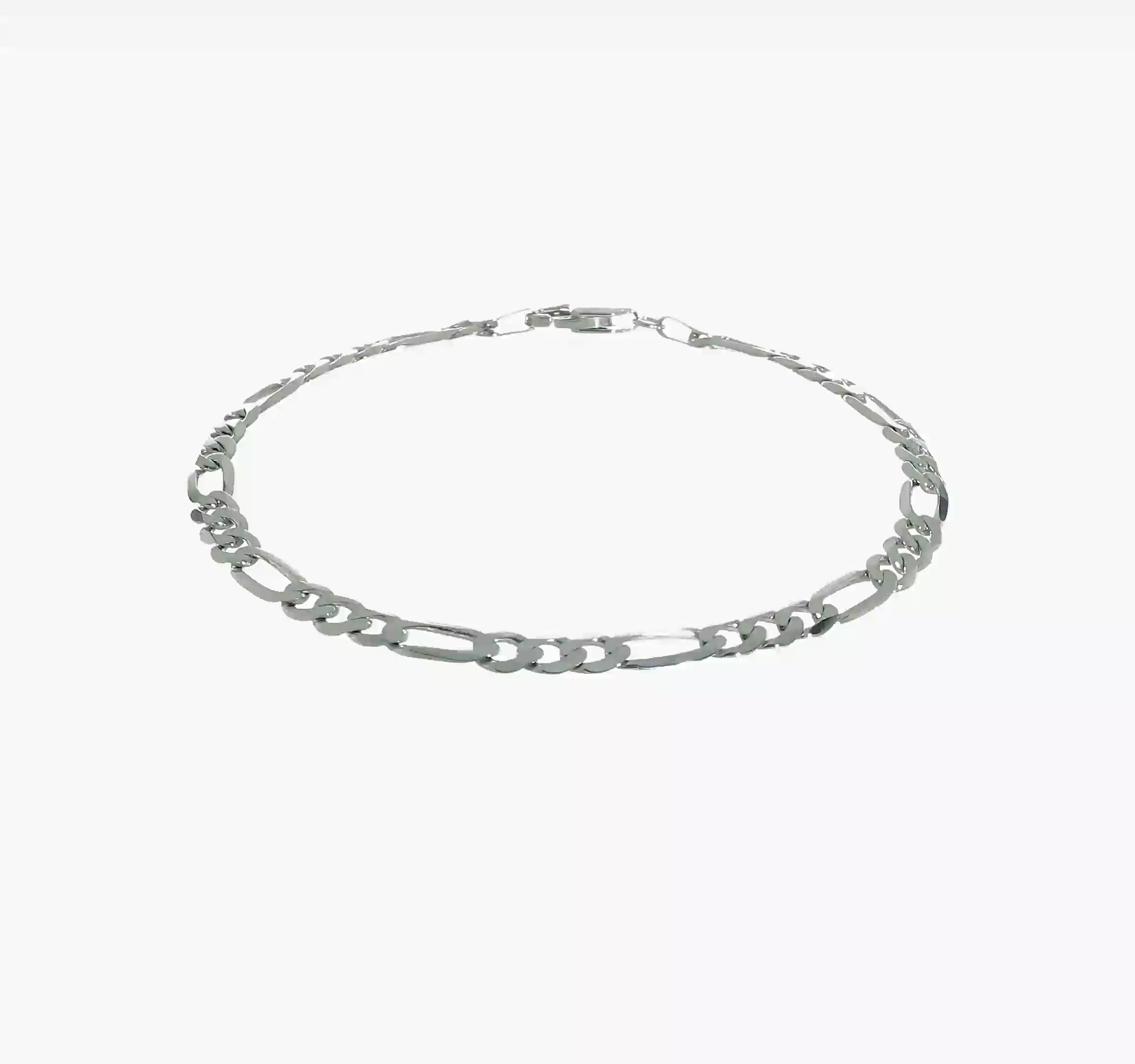 14kt White Gold 5mm Flat Figaro Chain