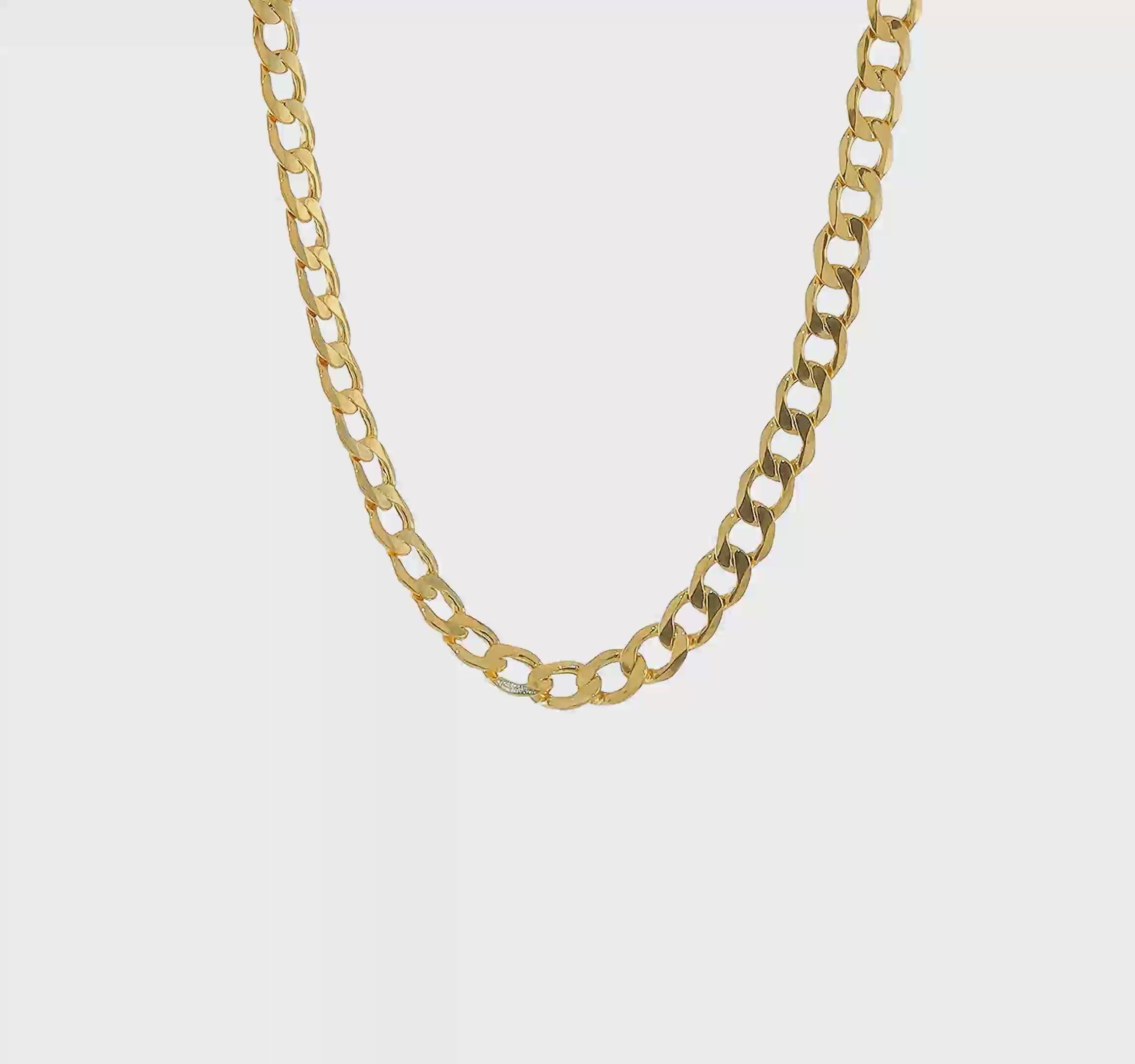 10kt Yellow Gold 7mm Semi-Solid Curb Link Chain