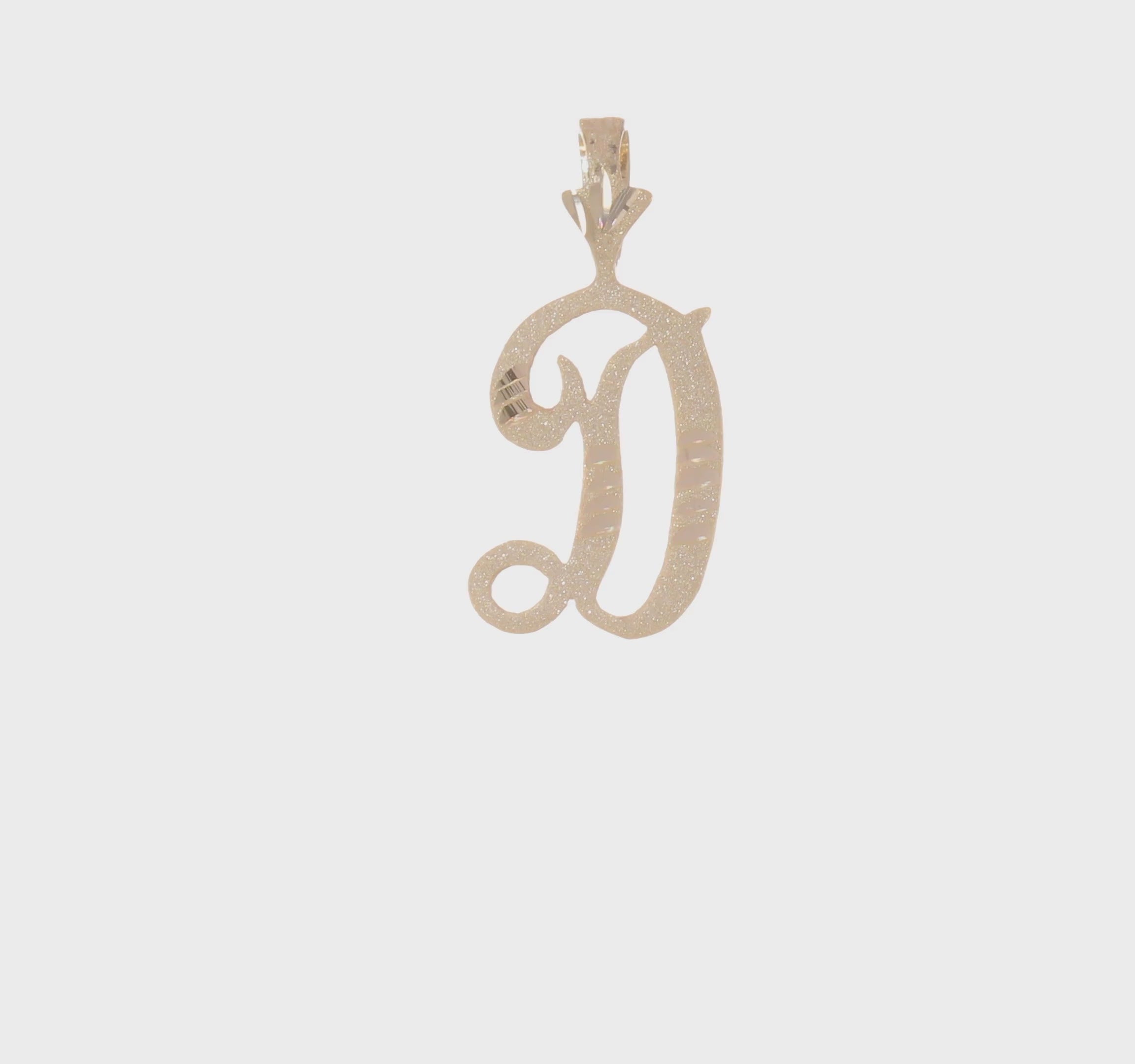 10kt Yellow Gold Diamond-cut Grooved Initial D Charm