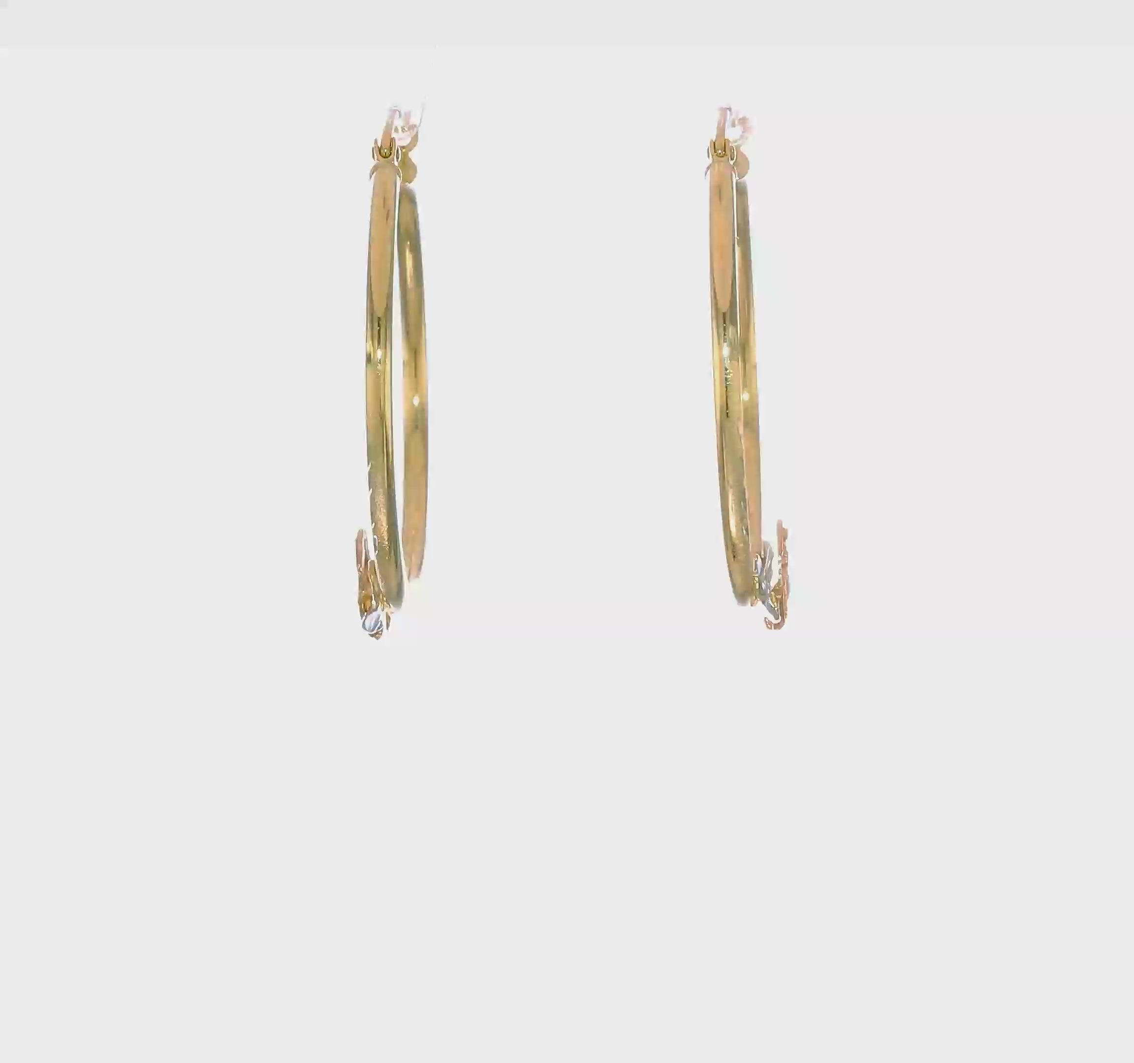10kt Tri-color Guadalupe Hoop Earrings