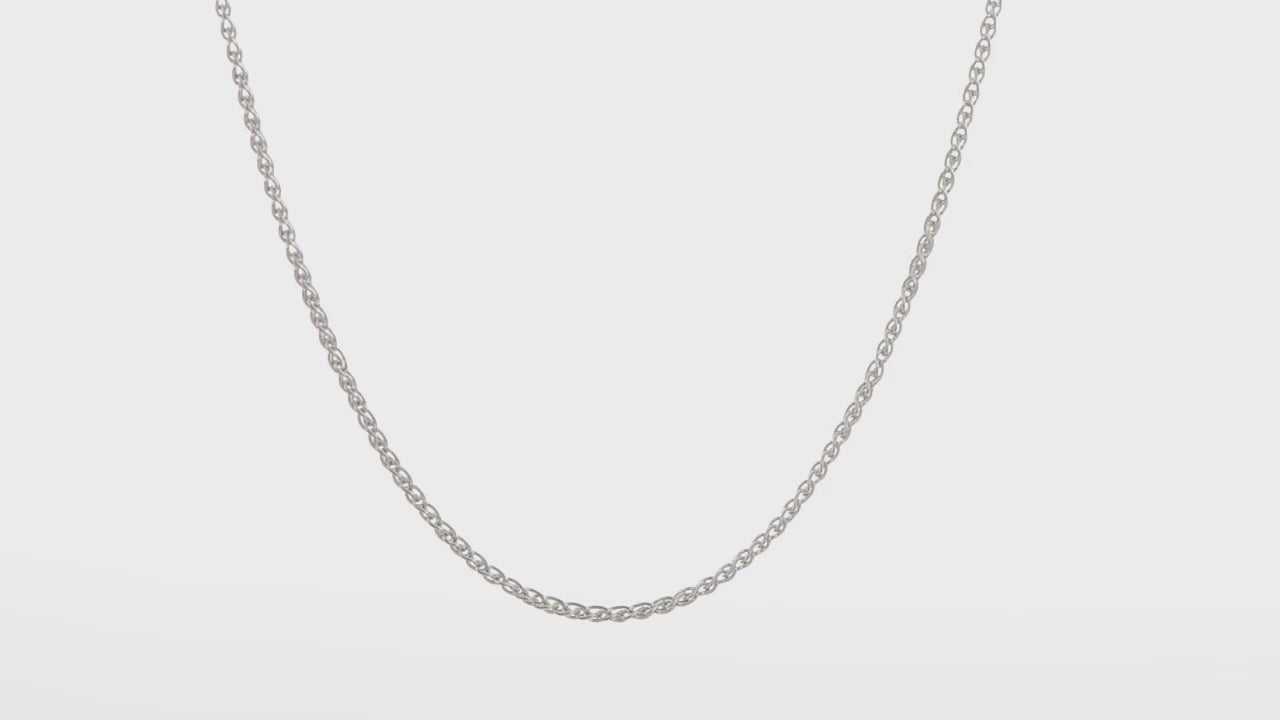 14KT White Gold Adjustable 1.6mm Semi-solid Spiga Chain