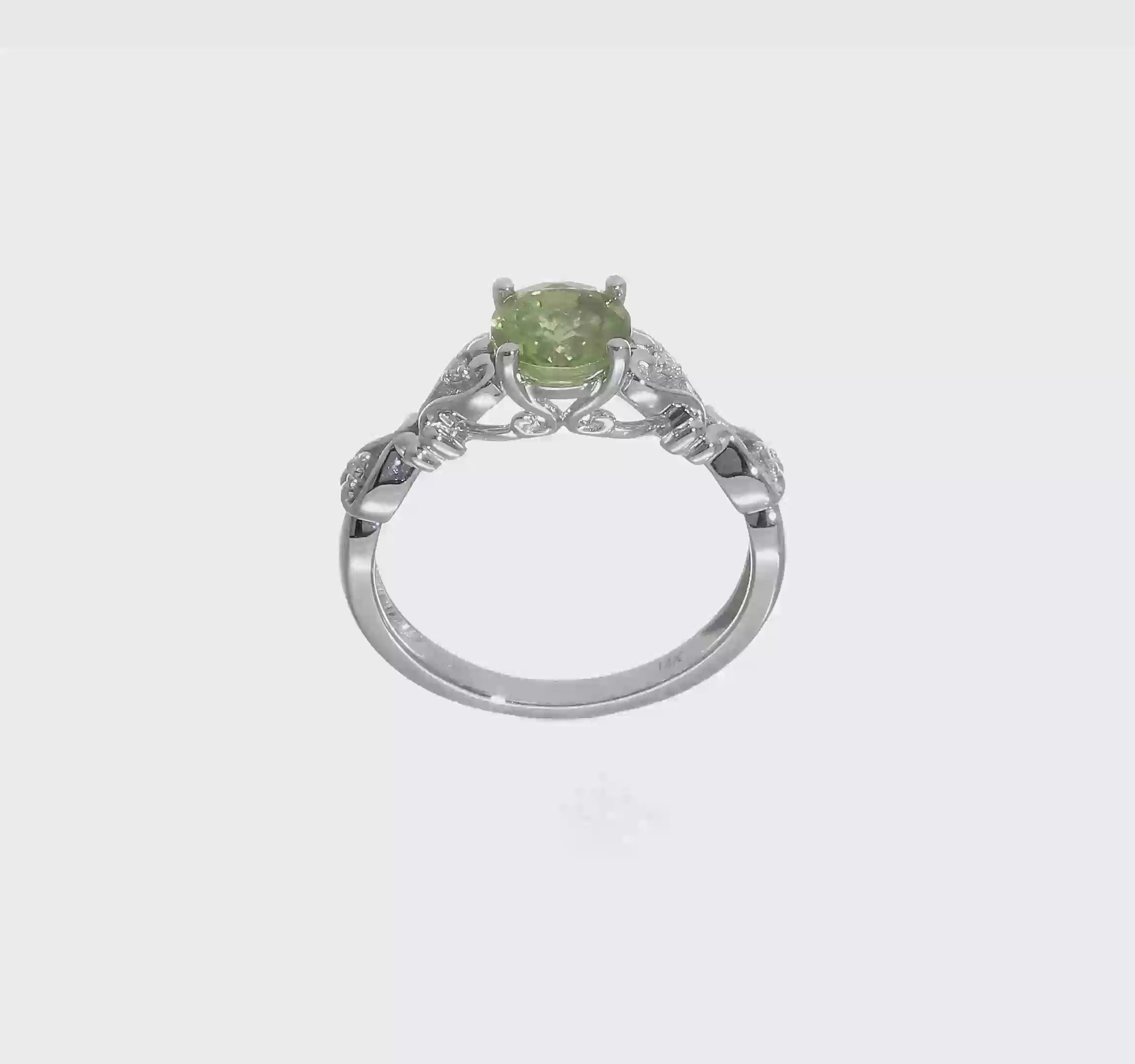 14kt White Gold Polished Peridot and Diamond Ring Polished Peridot and Diamond Ring