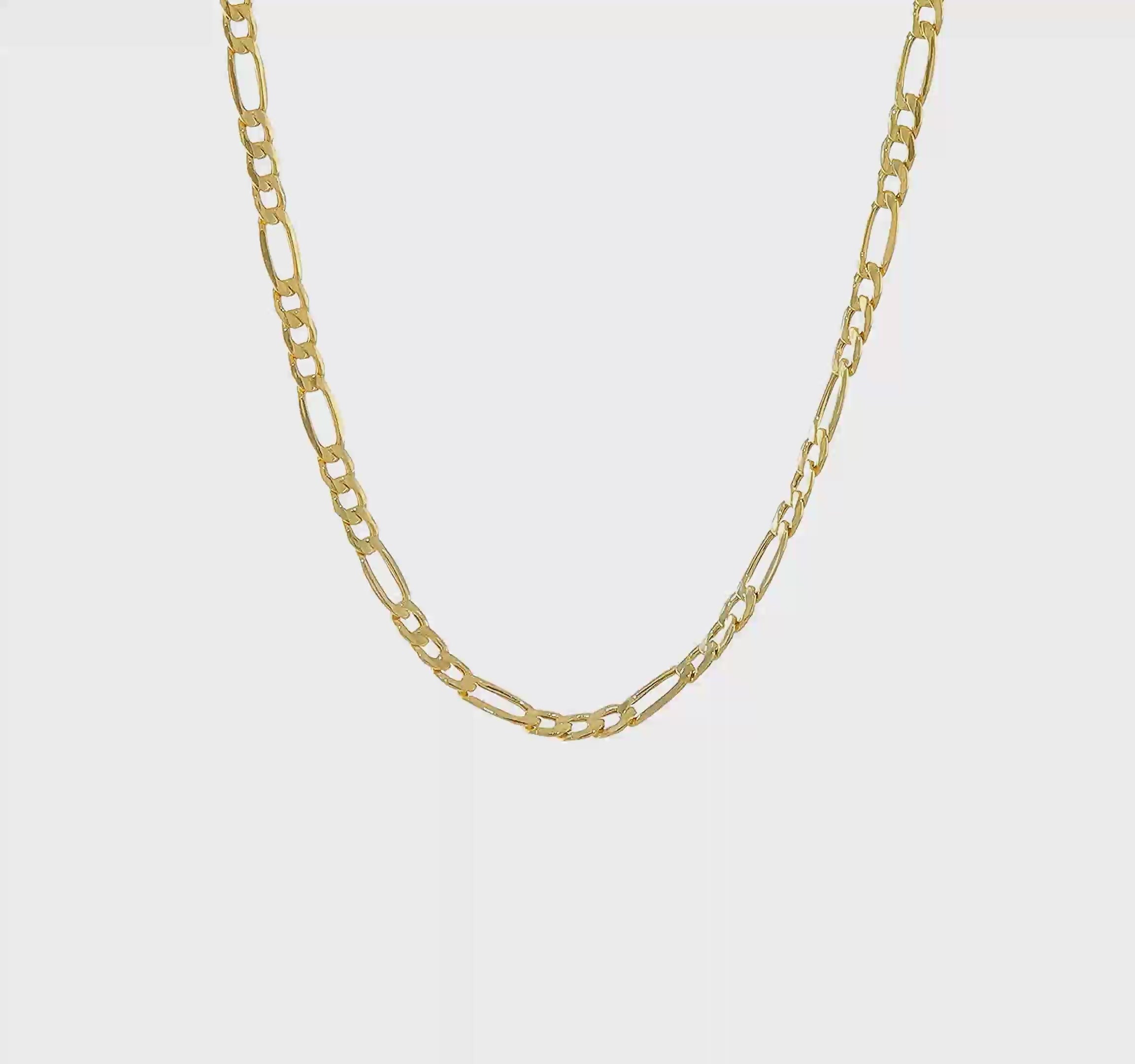 10kt Yellow Gold 4.2mm Semi-Solid Figaro Chain
