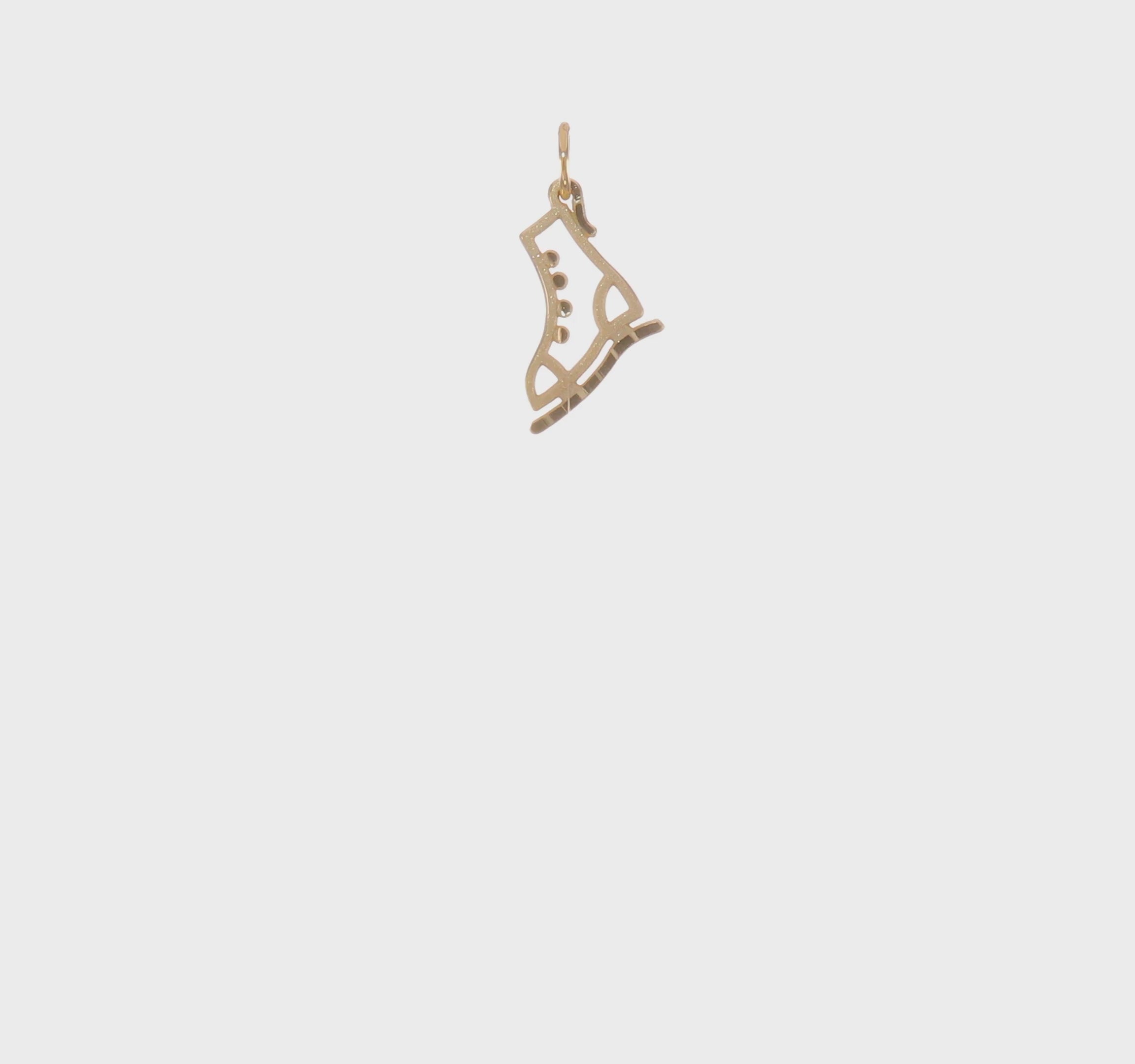 10kt Yellow Gold Diamond-cut Ice Skate Charm