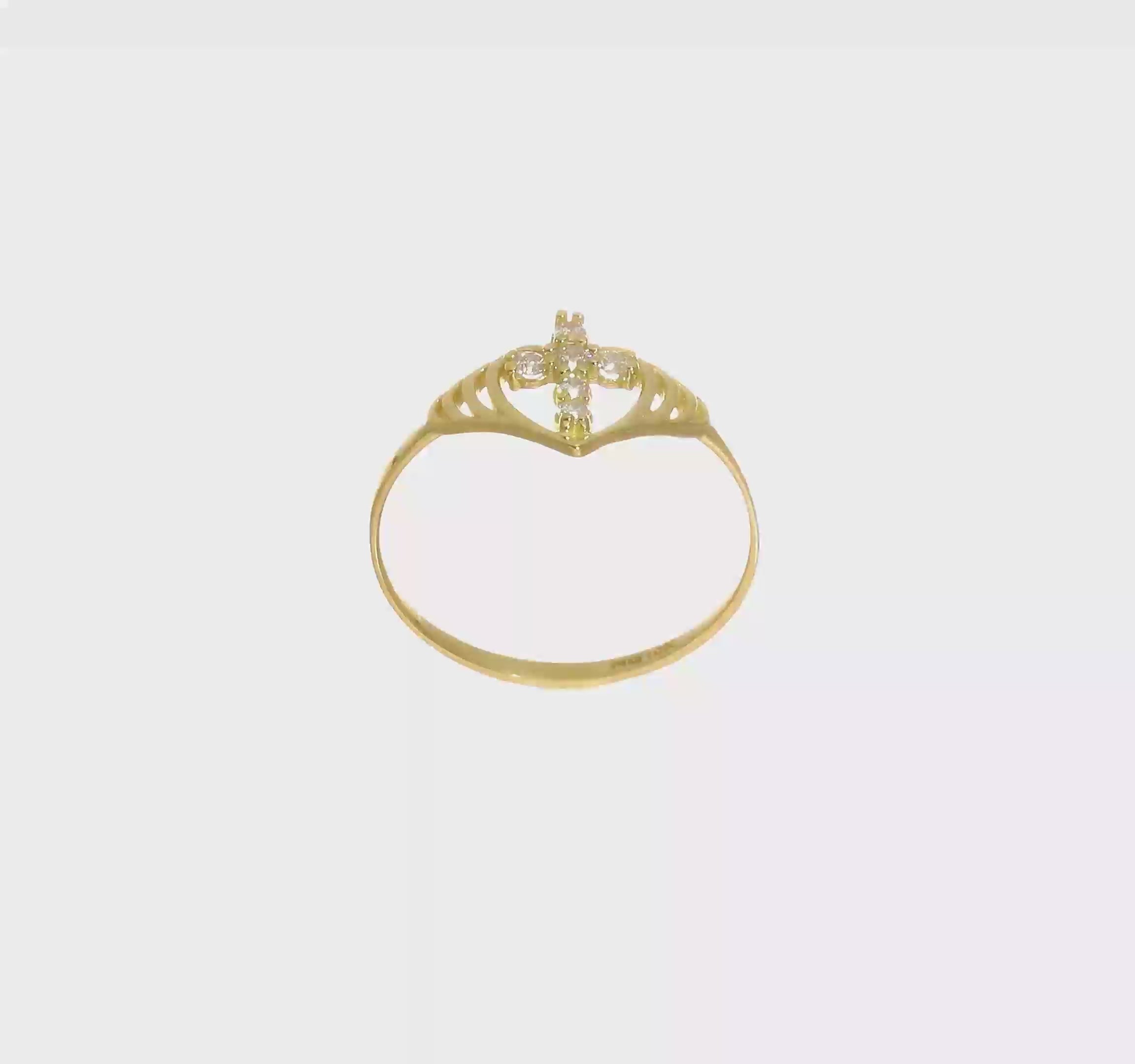 10kt Yellow Gold CZ Cross Ring