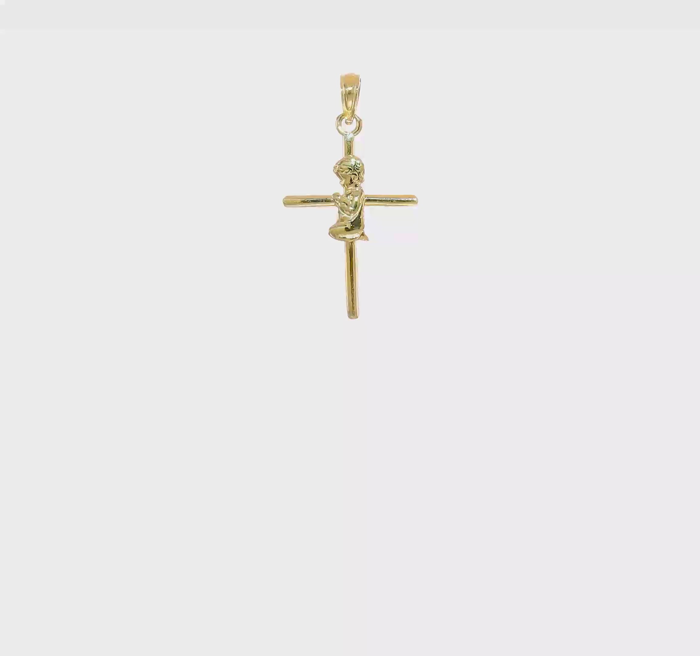 10kt Yellow Gold Praying Boy Cross Charm
