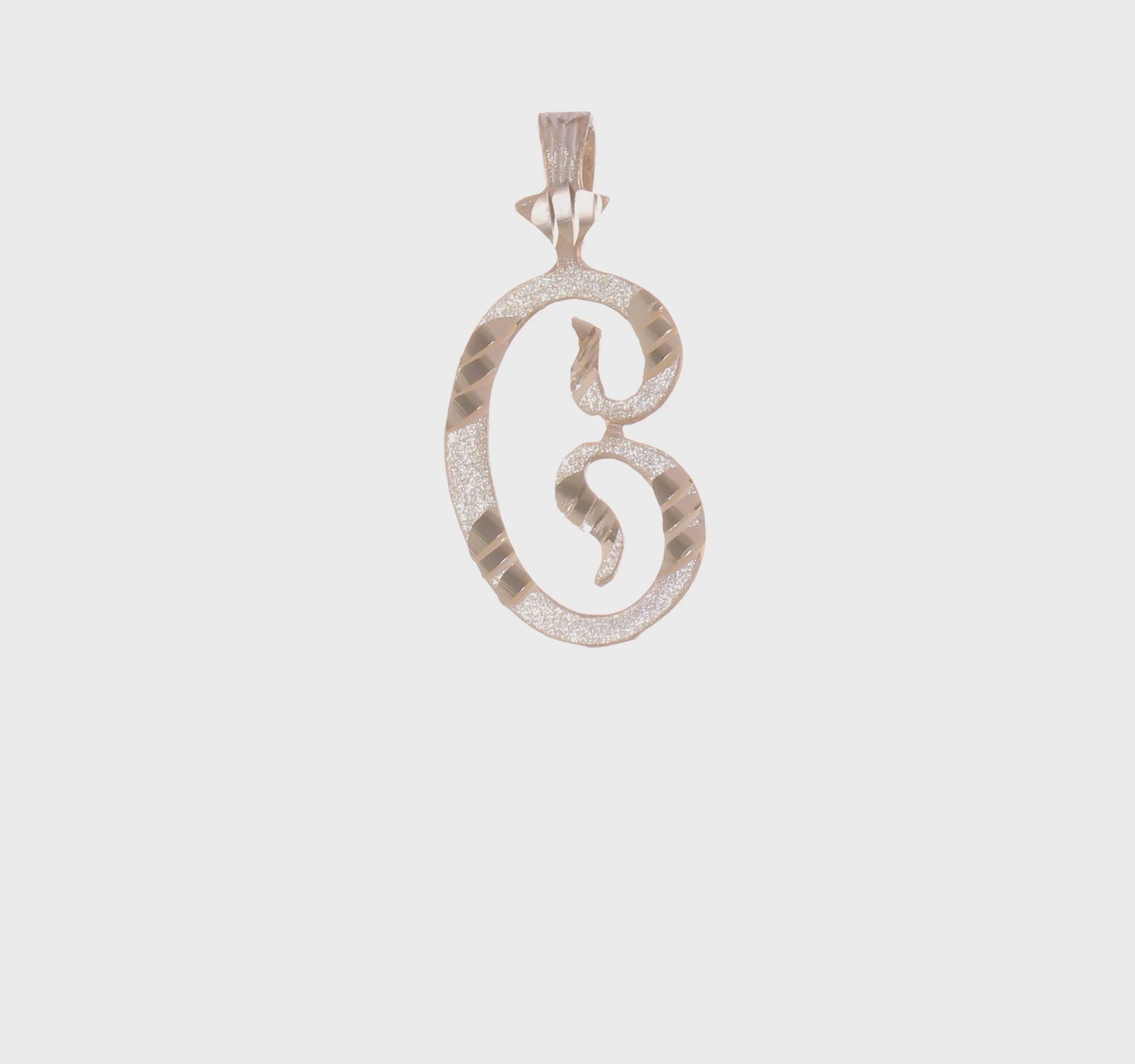 10kt Yellow Gold Diamond-cut Grooved Initial C Charm