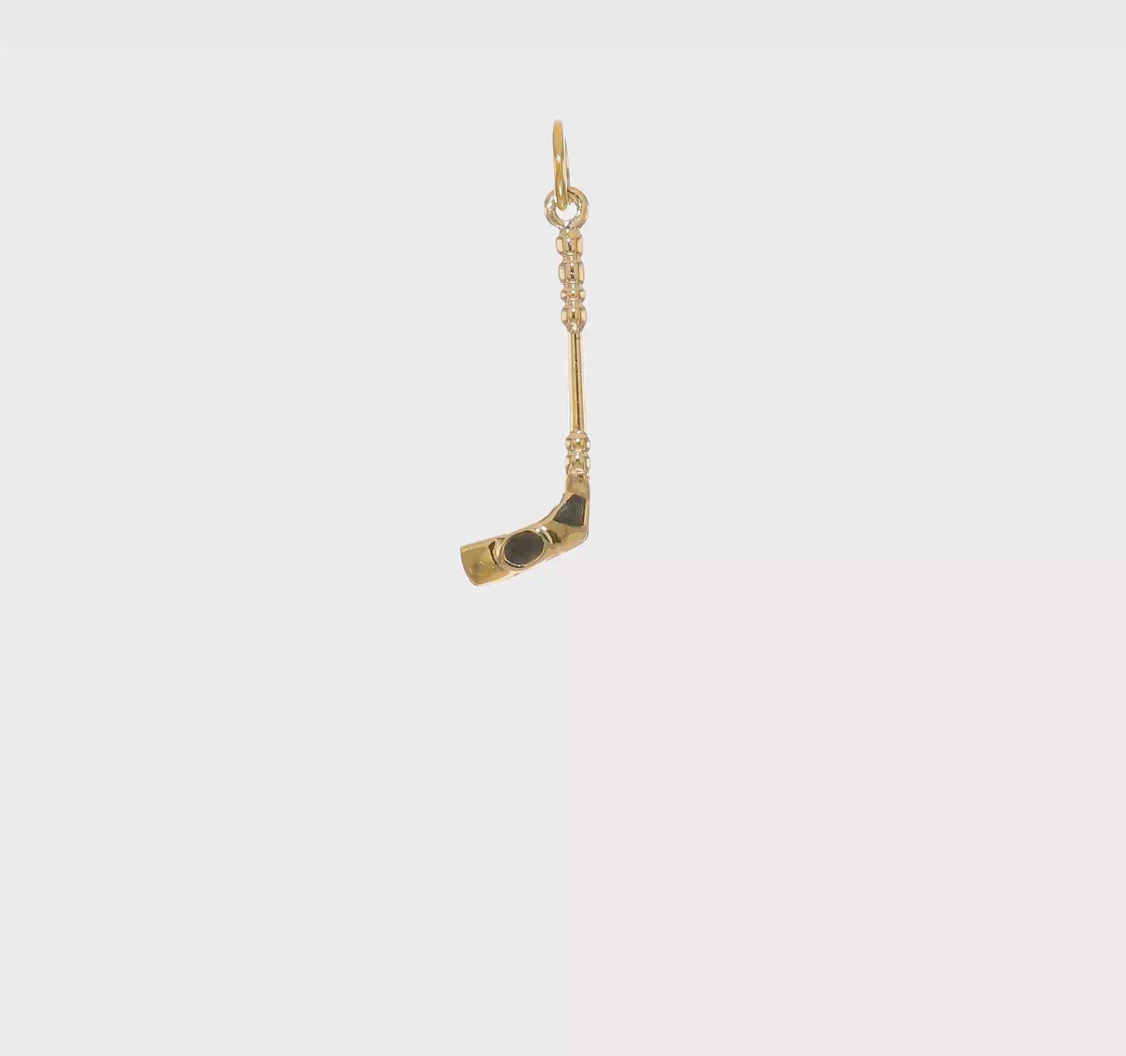 10kt Yellow Gold Hockey Stick with Enamel Charm