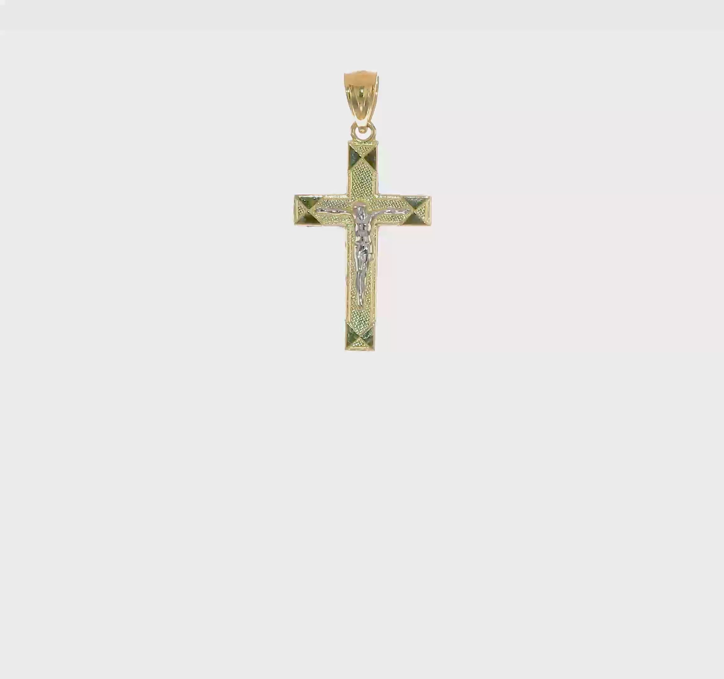 10kt Yellow Gold w/ Rhodium Crucifix Pendant