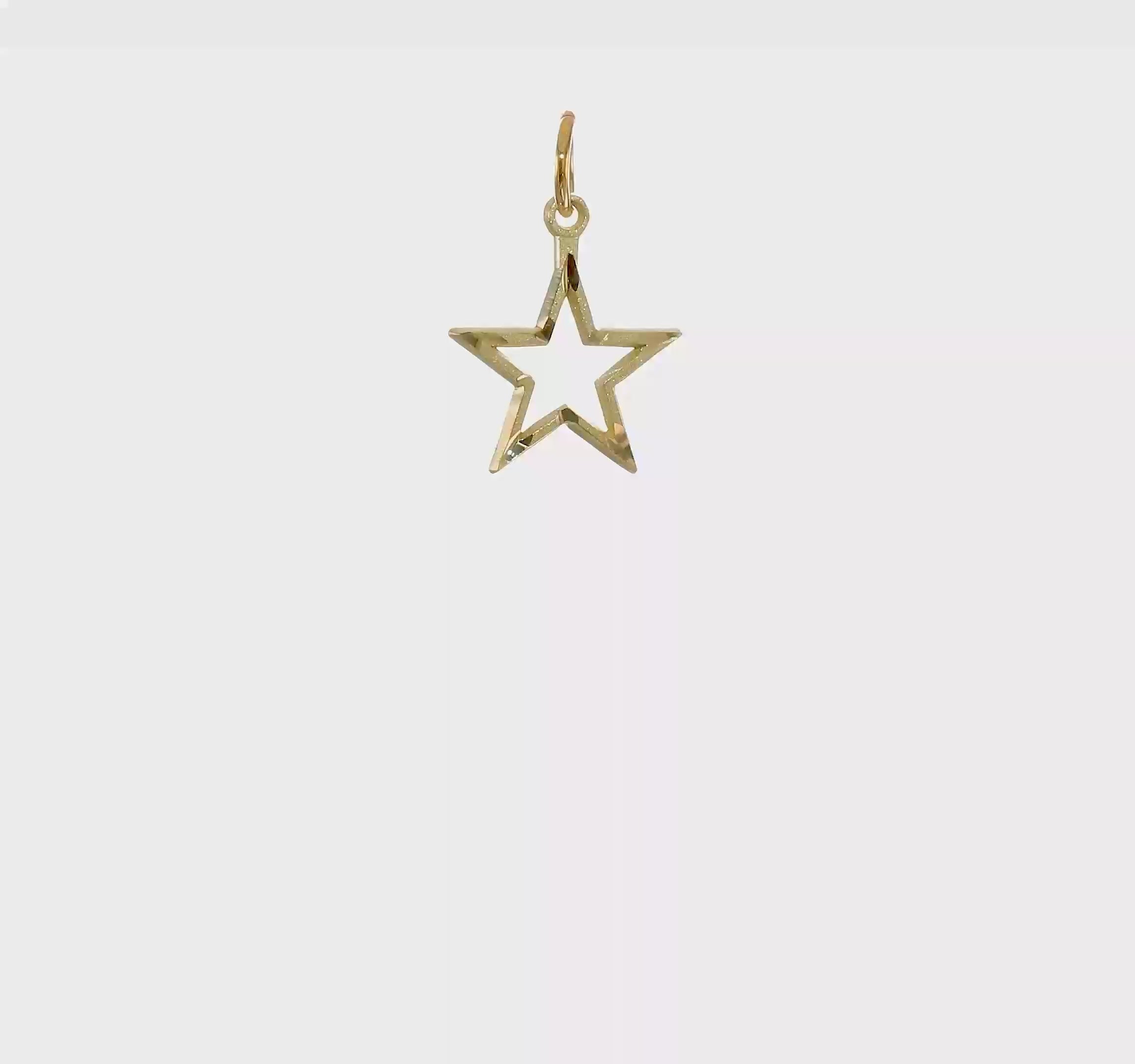 10KT Yellow Gold Diamond-Cut Flat Back Star Charm