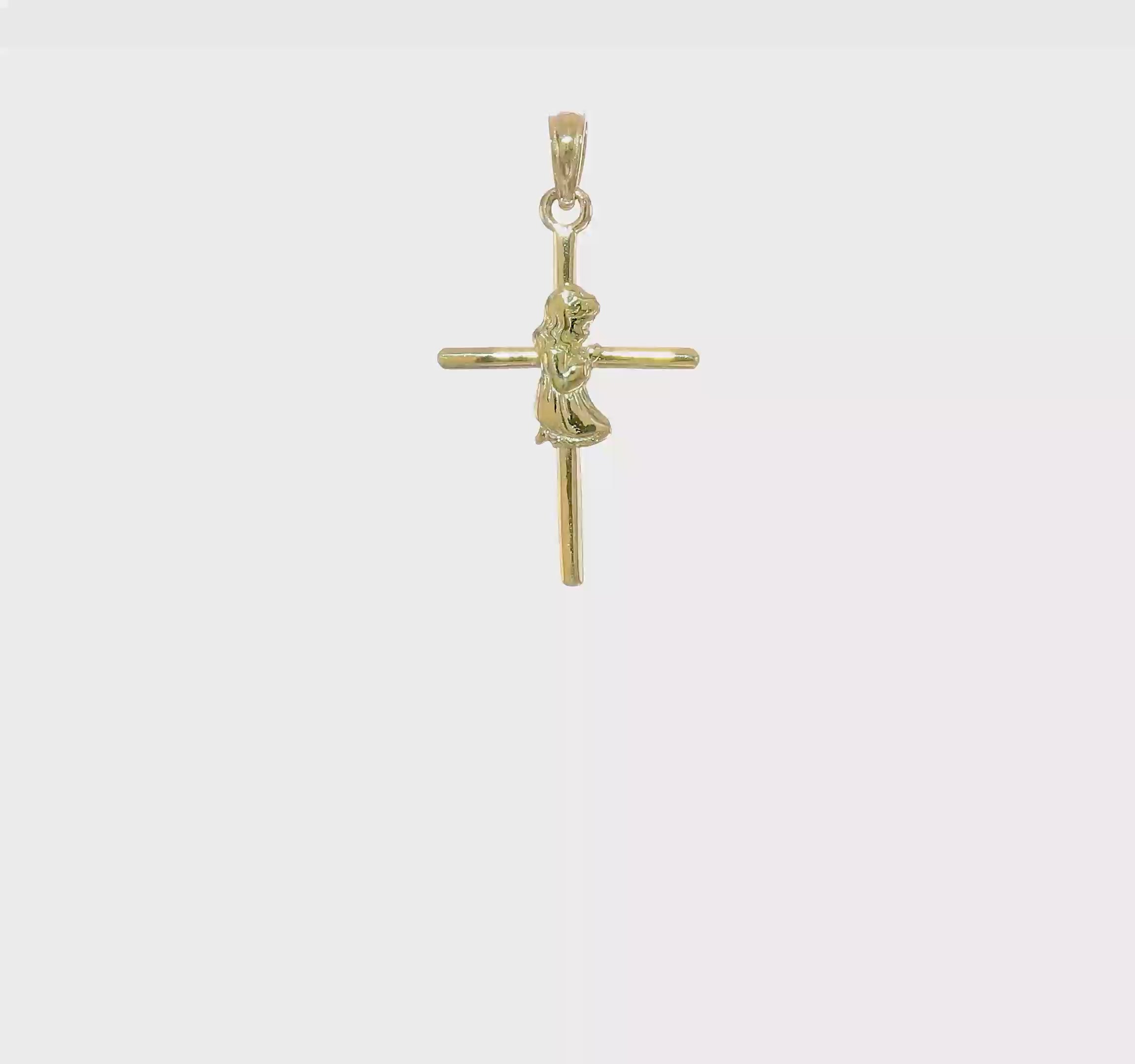10kt Yellow Gold Praying Girl Cross Charm