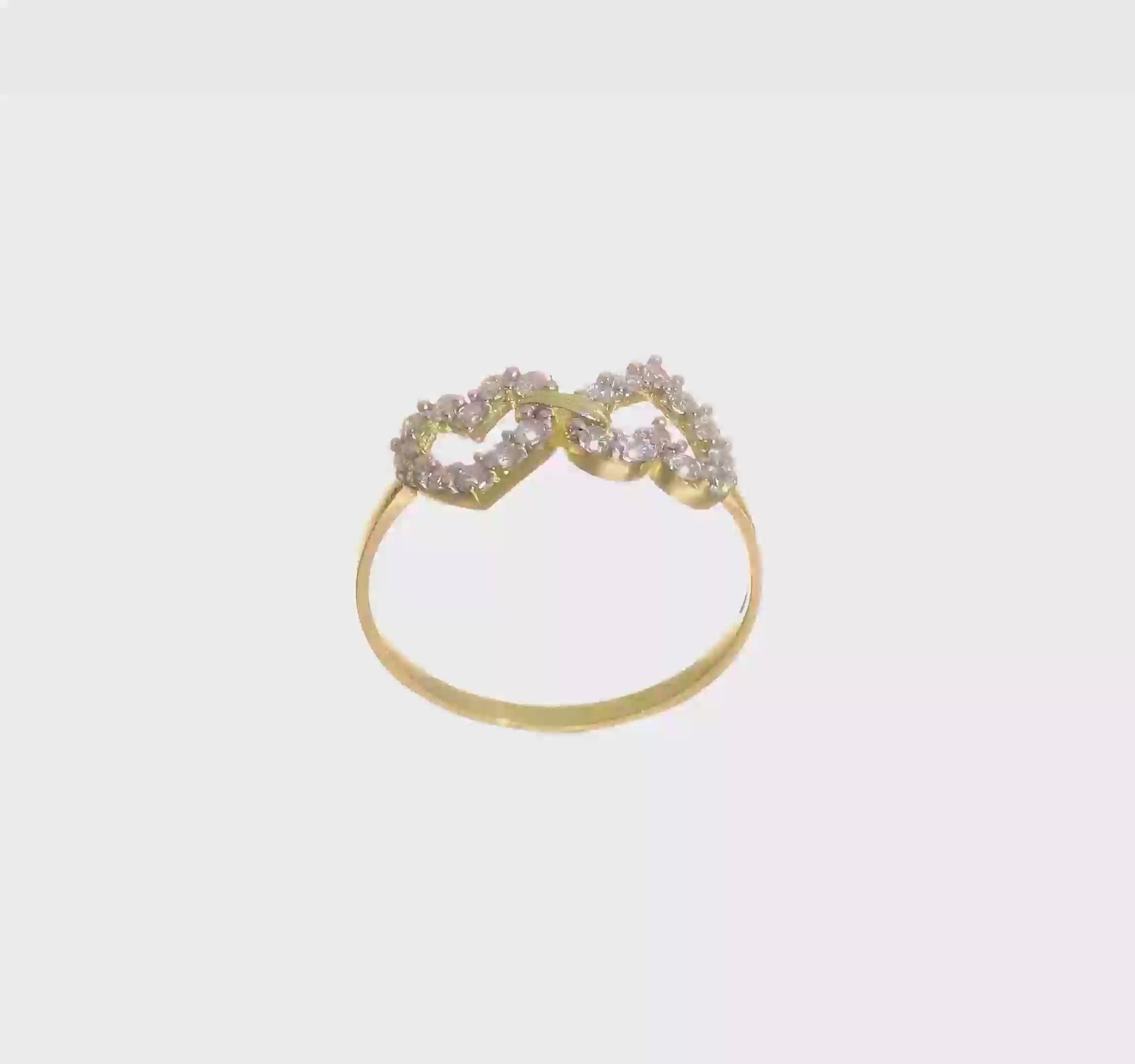 10kt Yellow Gold Double Heart CZ Ring