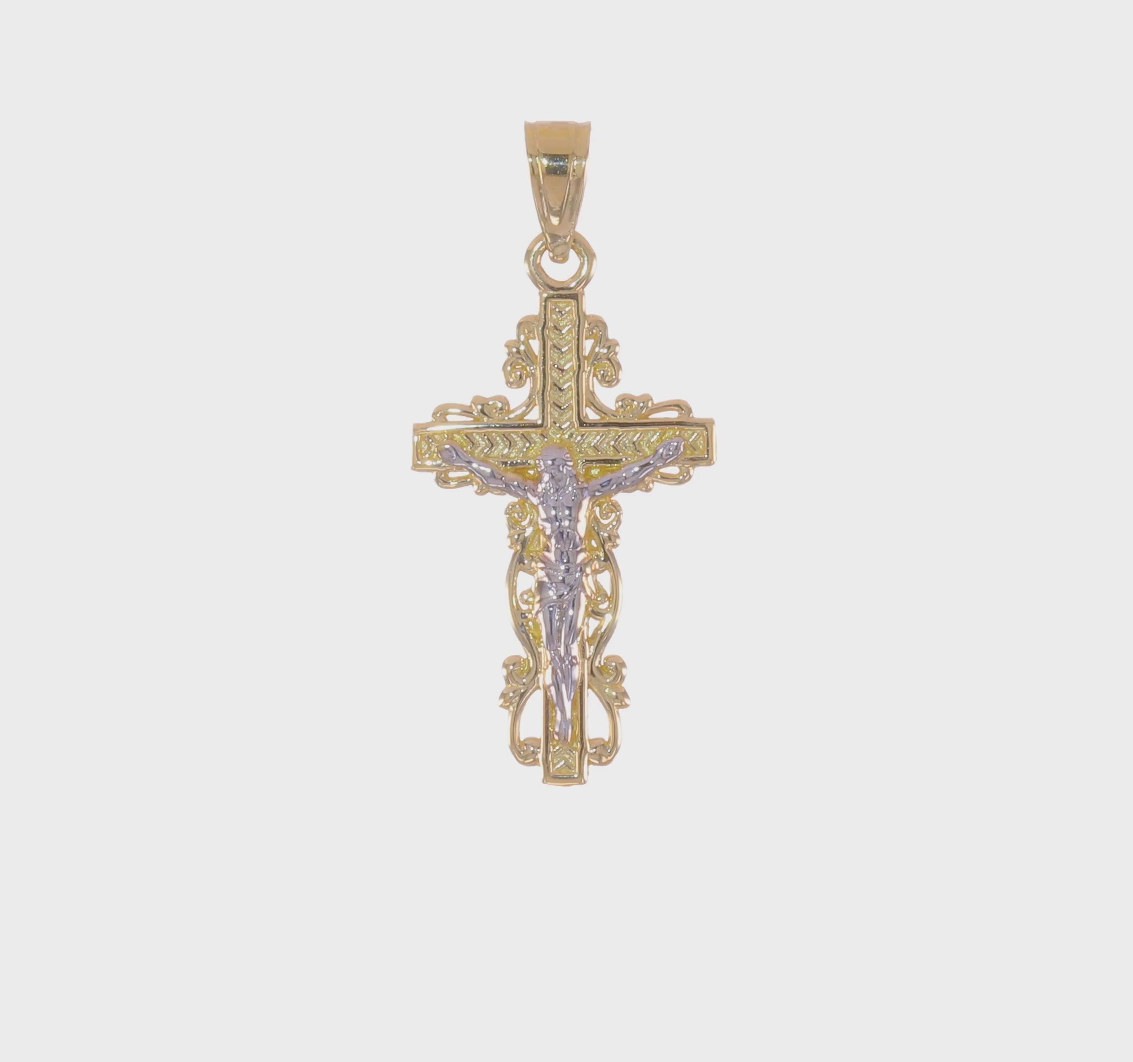 10kt Yellow Gold w/ Rhodium Crucifix Pendant