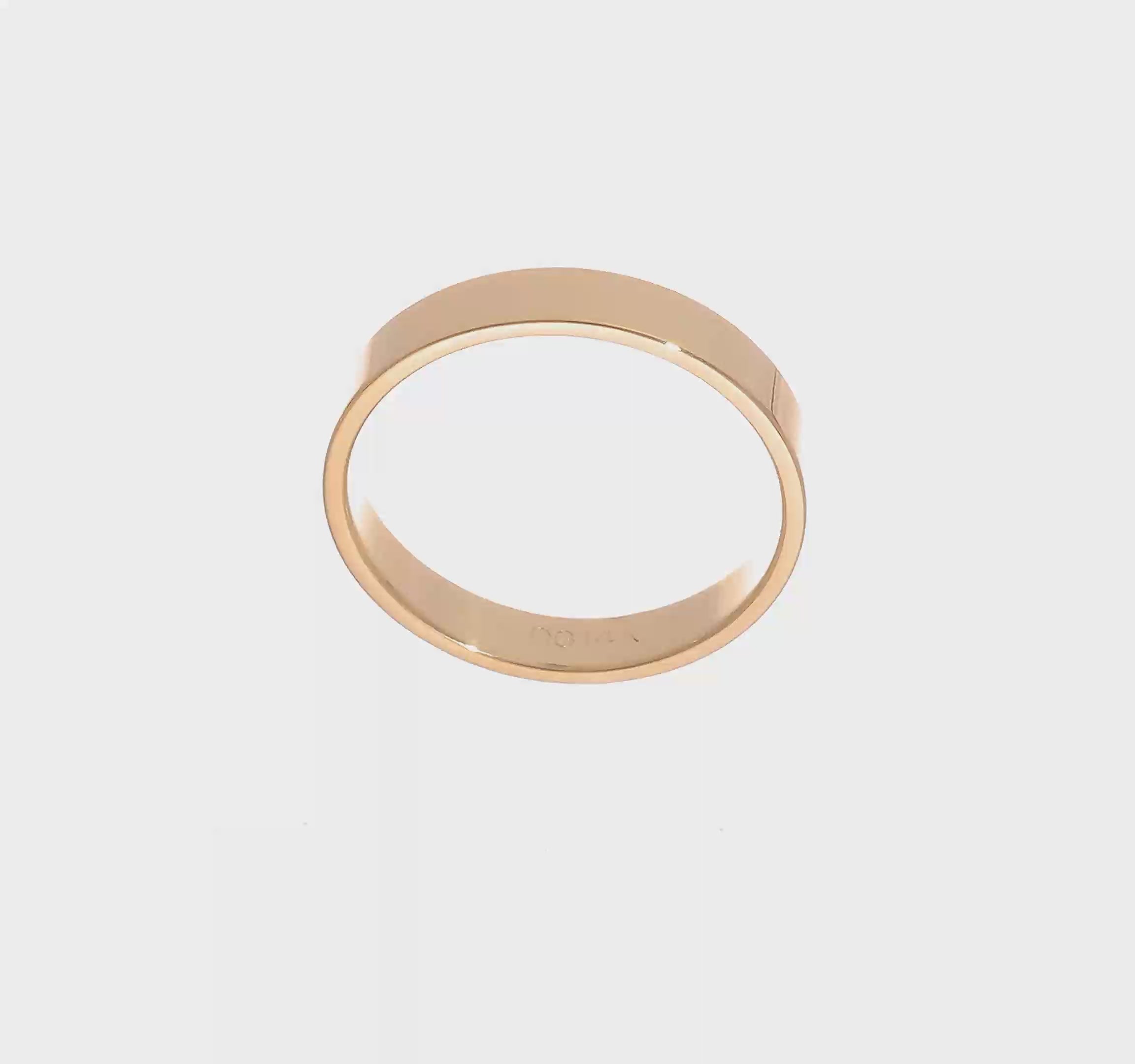 14kt Yellow Gold 4mm Lightweight Flat Wedding Band Size 11