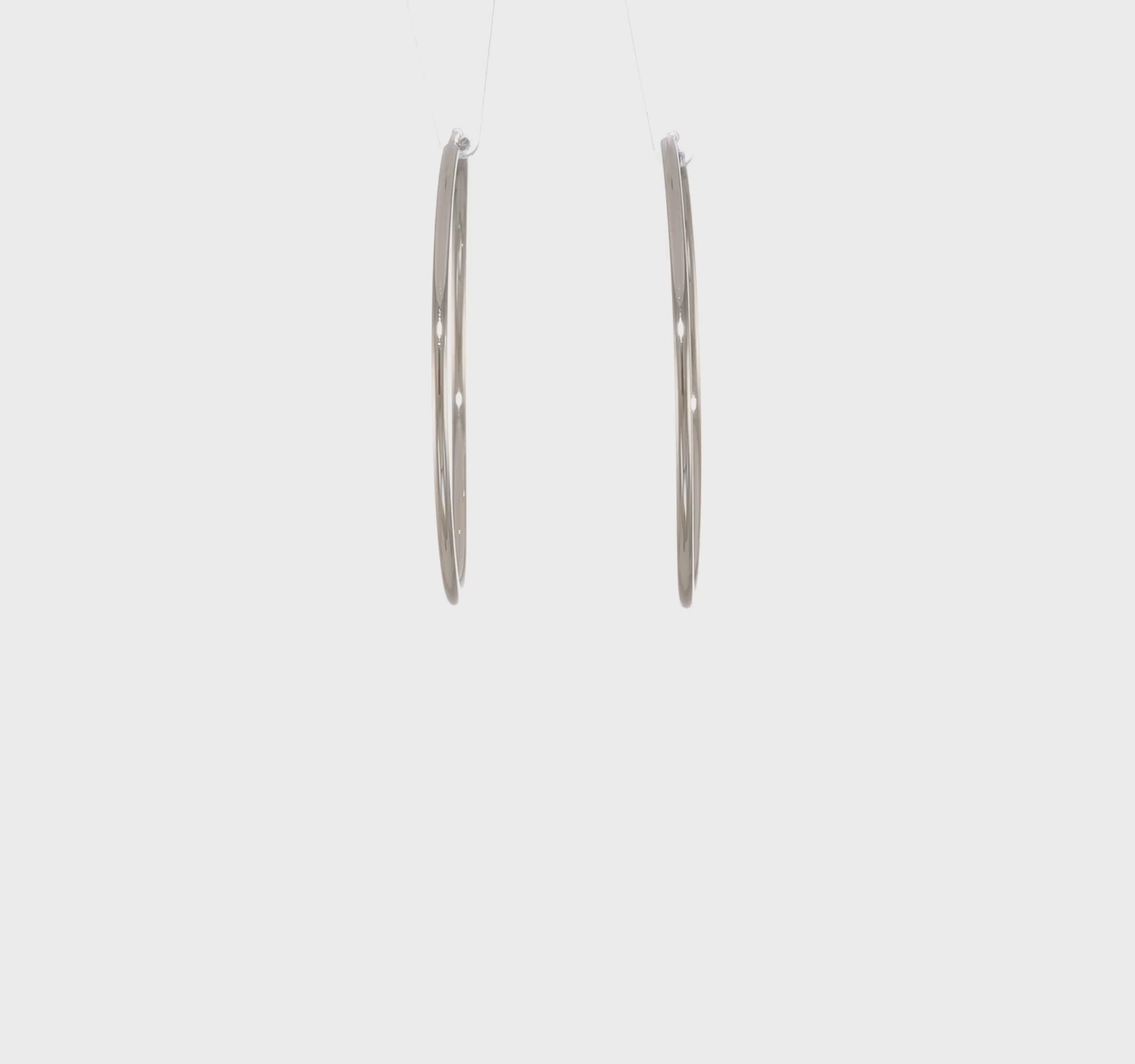 14kt White Gold 1.5mm Polished Endless Hoop Earrings