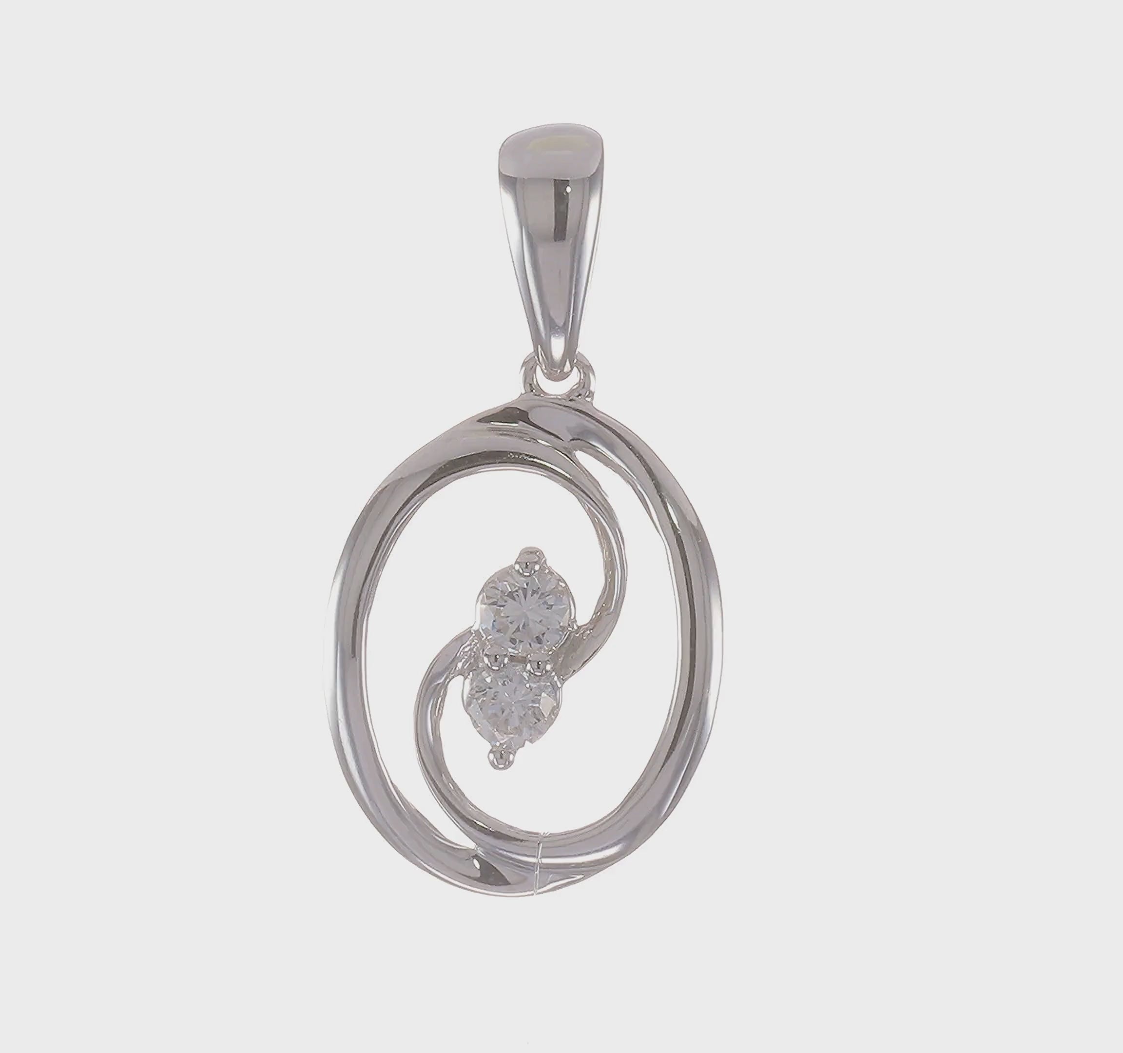14kt White Gold Polished 1/8ct. Diamond Oval Pendant