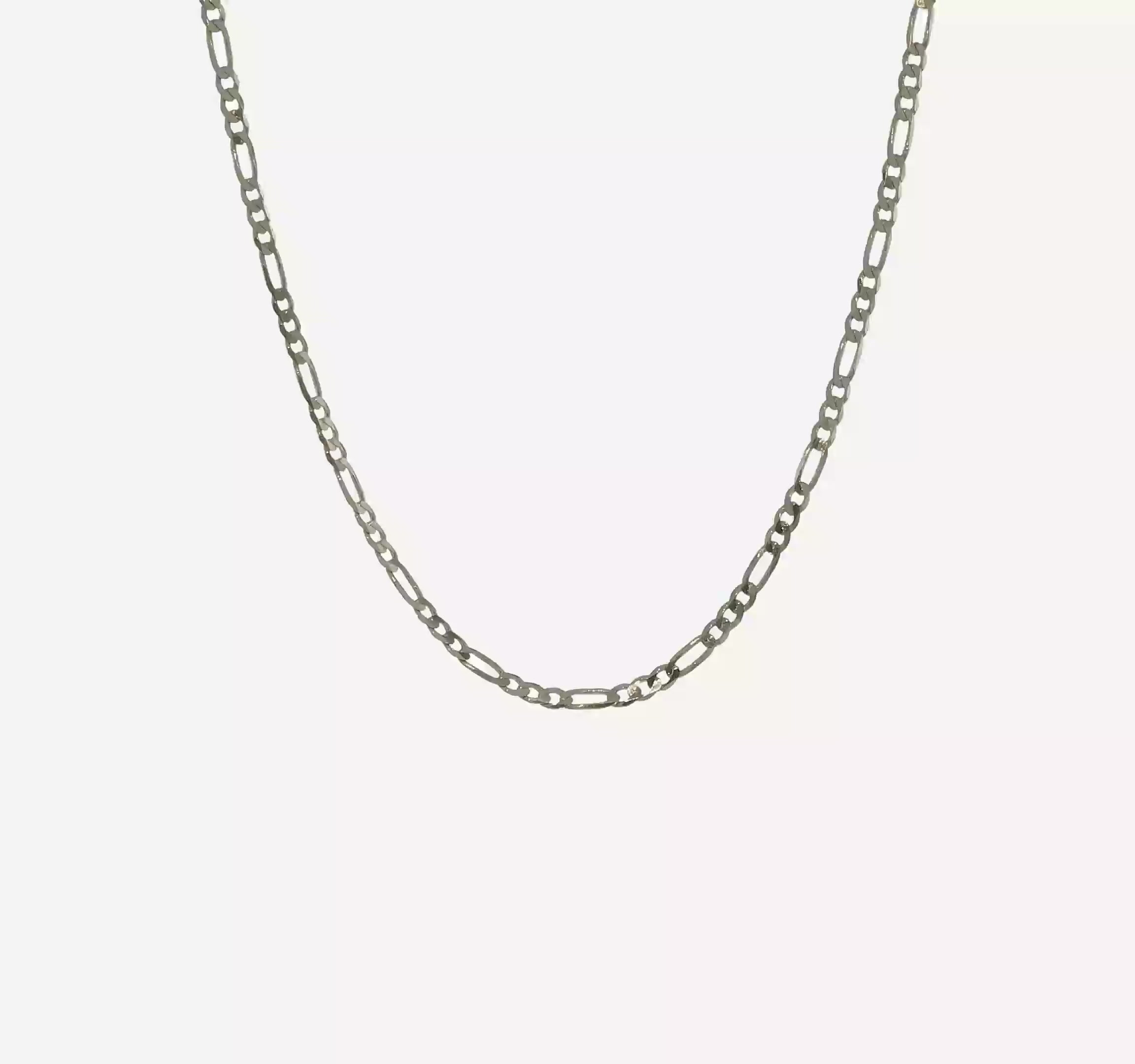 14KT White Gold 3mm Flat Figaro Chain