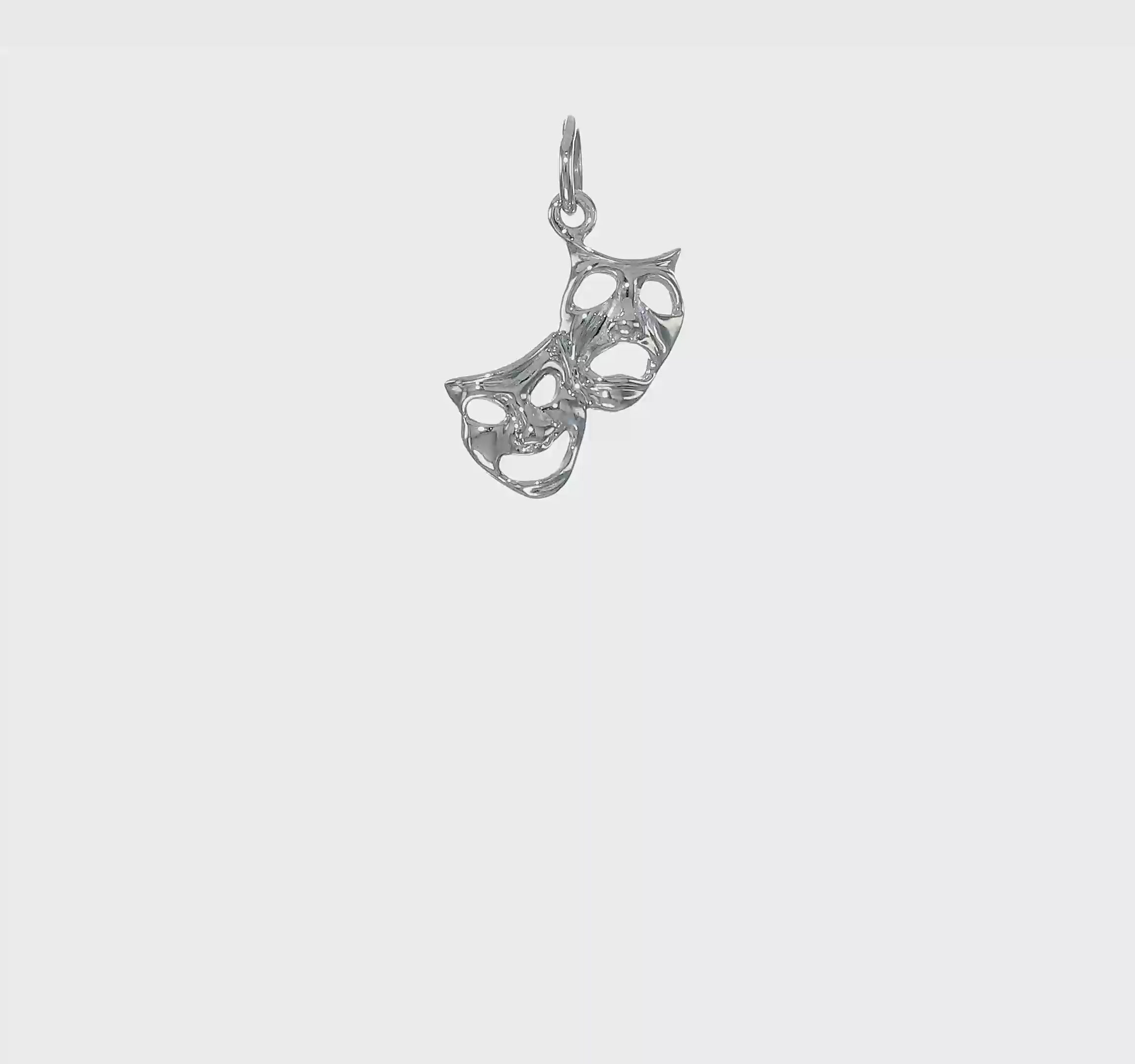 10kt White Gold Polished Open-Backed Comedy/Tragedy Charm